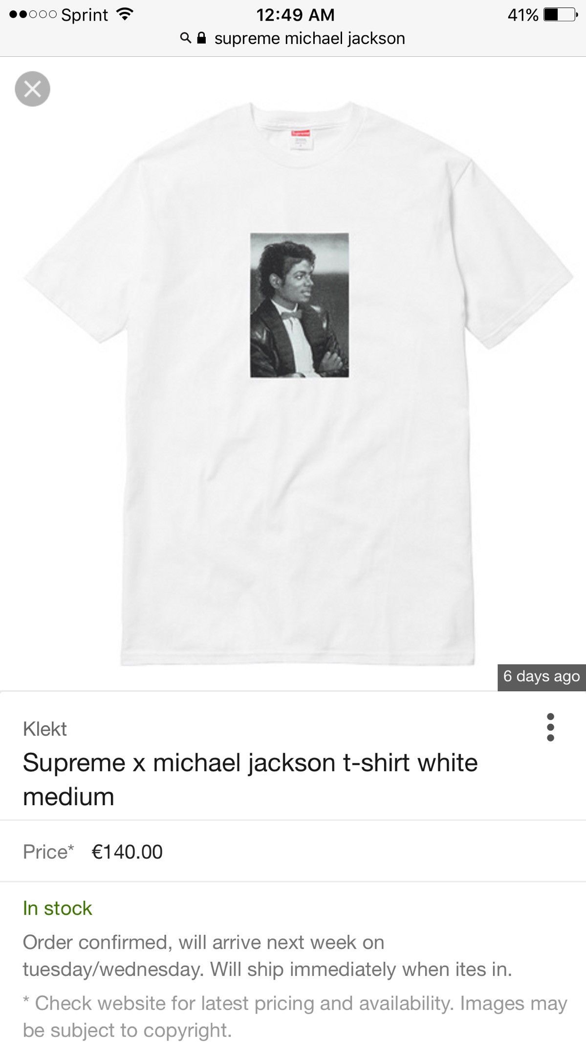 Supreme michael jackson t 2024 shirt