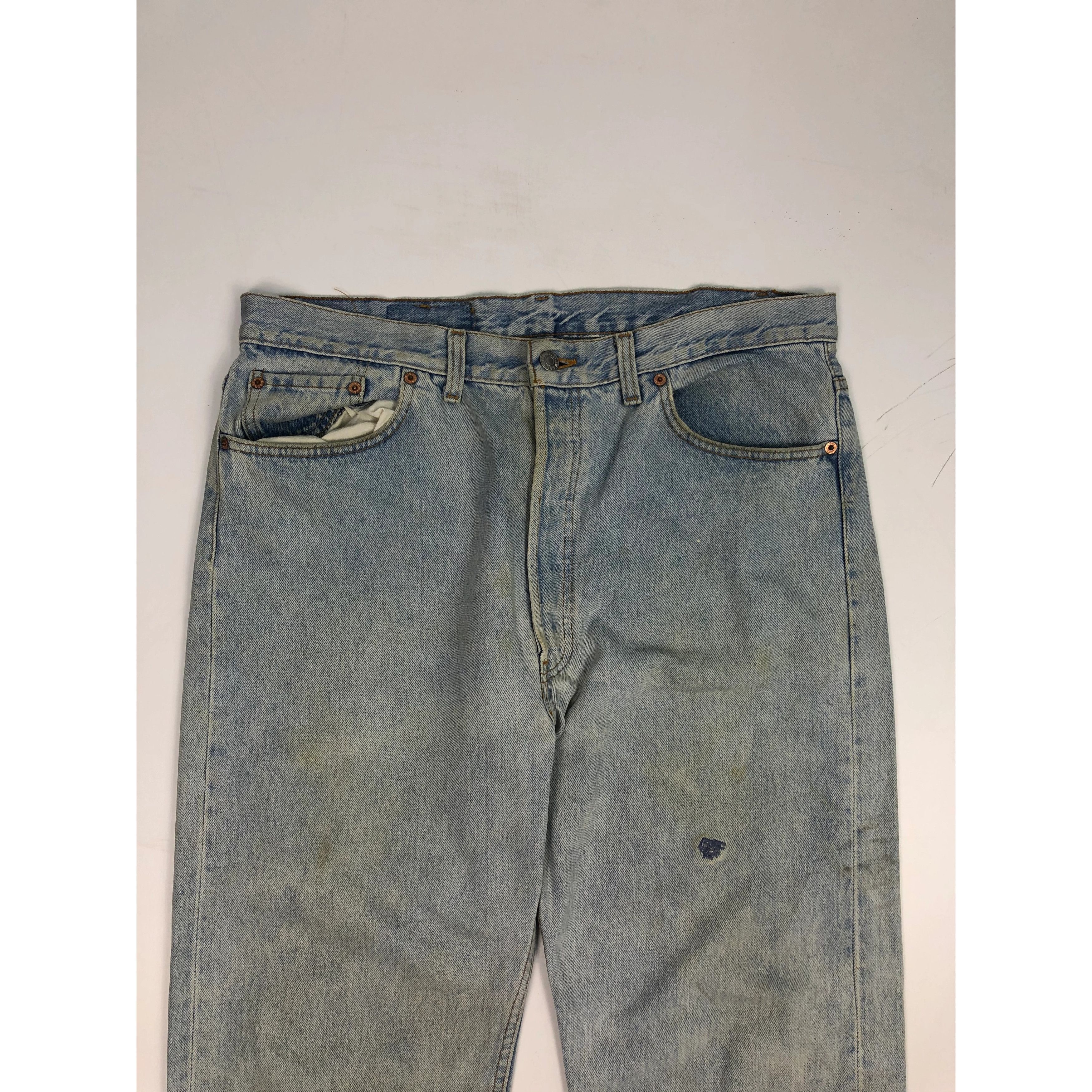 Levi's Vintage 90s Levis 501 Sun Faded Made in Usa Size US 37 - 3 Thumbnail