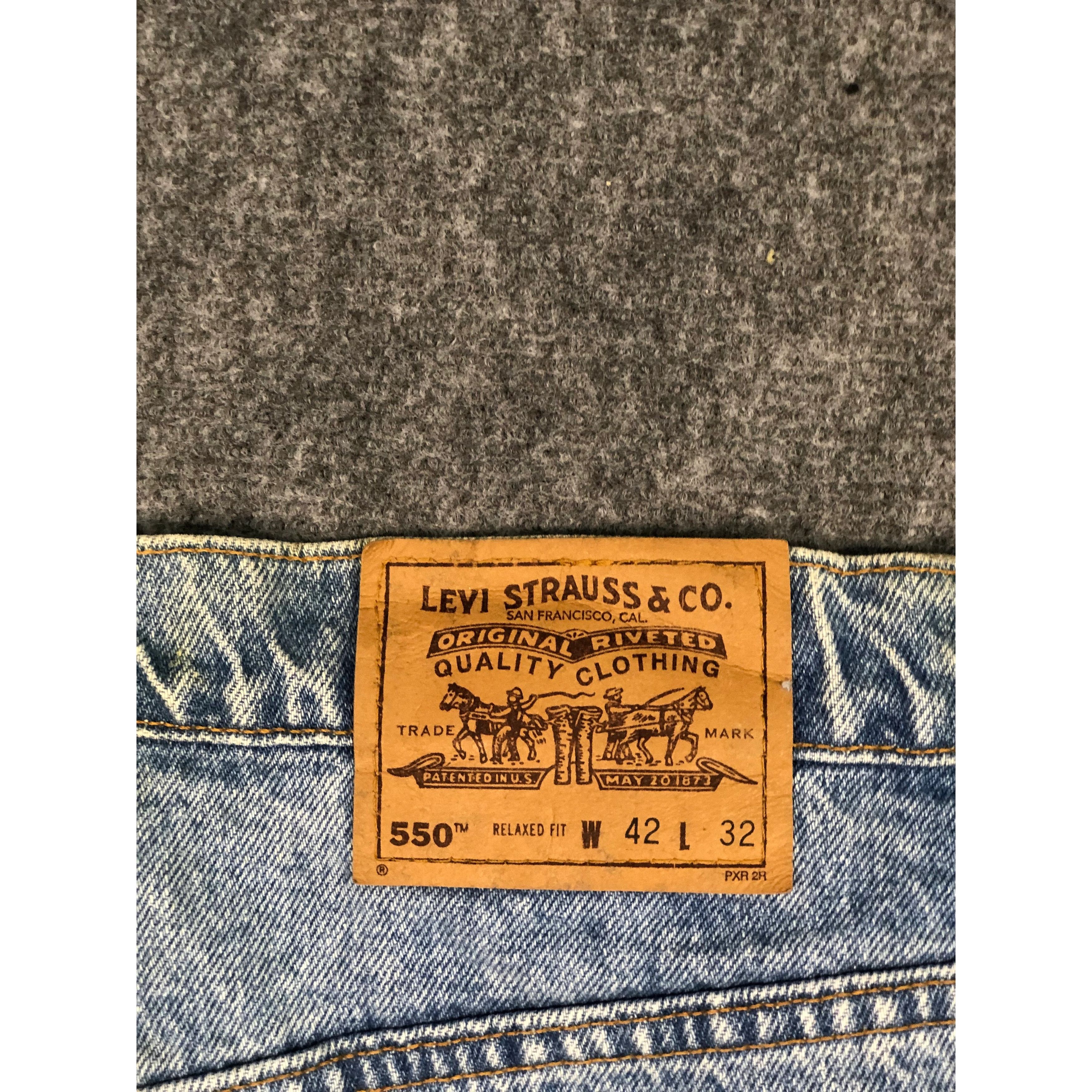 Levi's Vintage 90s Levis 550 Relaxed Fit Faded Denim DP0159 Size US 42 / EU 58 - 5 Thumbnail