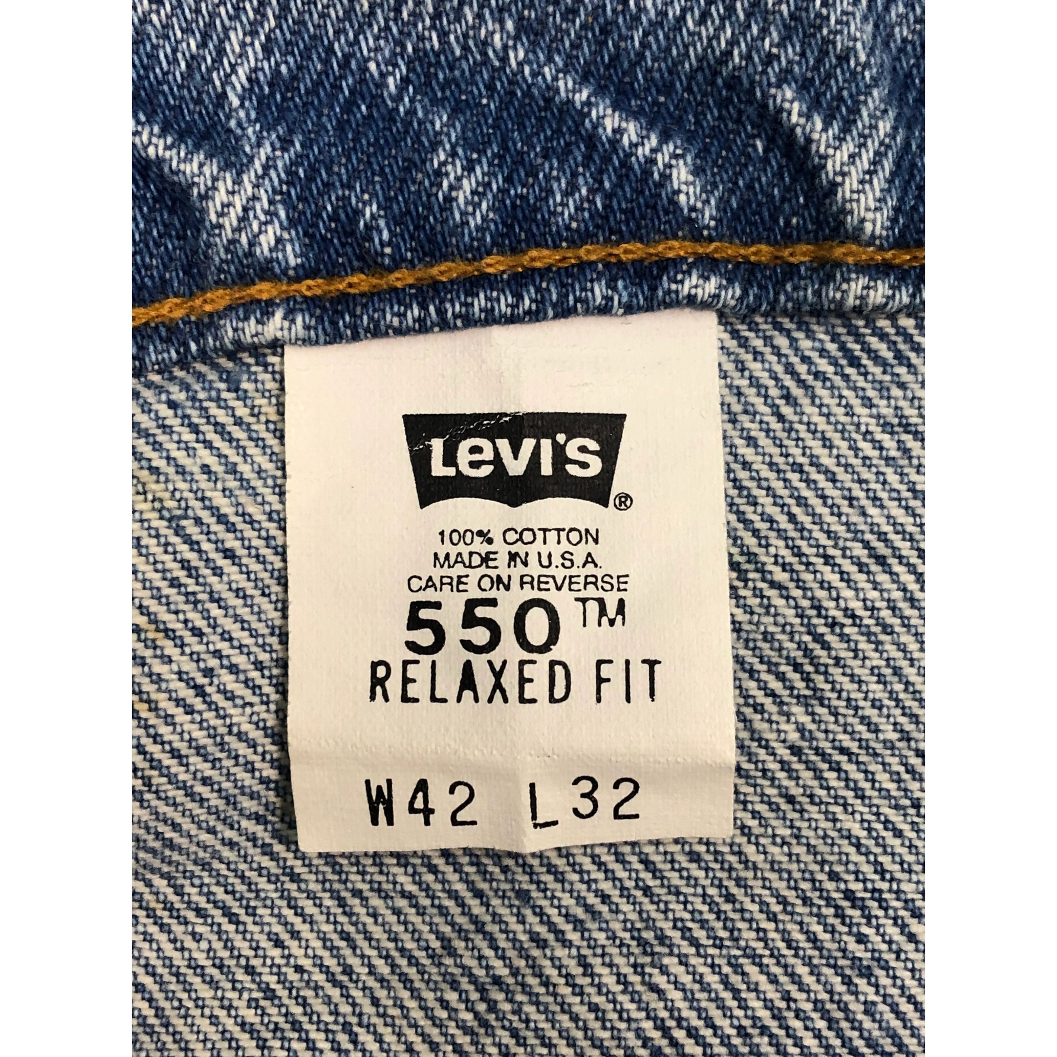 Levi's Vintage 90s Levis 550 Relaxed Fit Faded Denim DP0159 Size US 42 / EU 58 - 6 Thumbnail