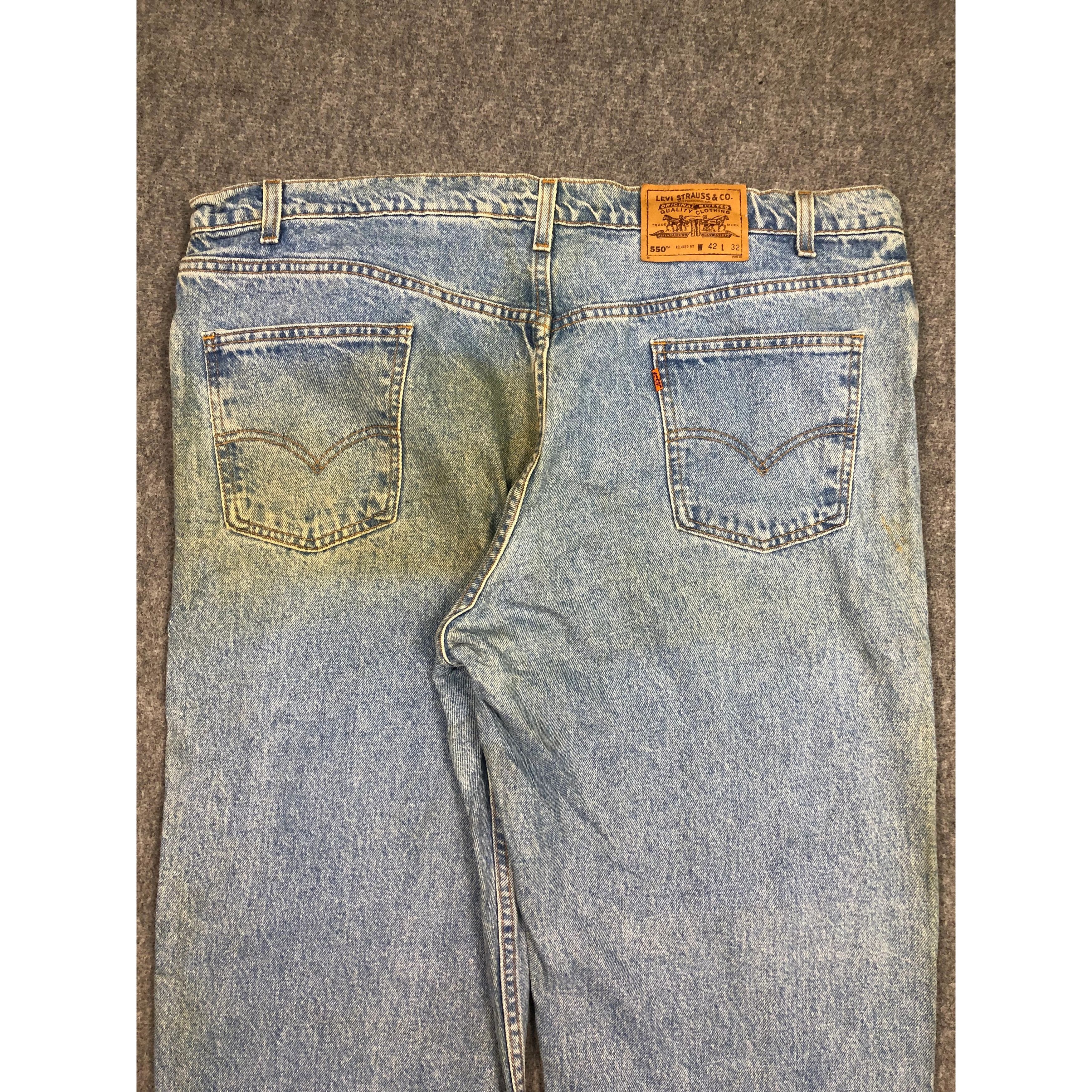 Levi's Vintage 90s Levis 550 Relaxed Fit Faded Denim DP0159 Size US 42 / EU 58 - 4 Thumbnail