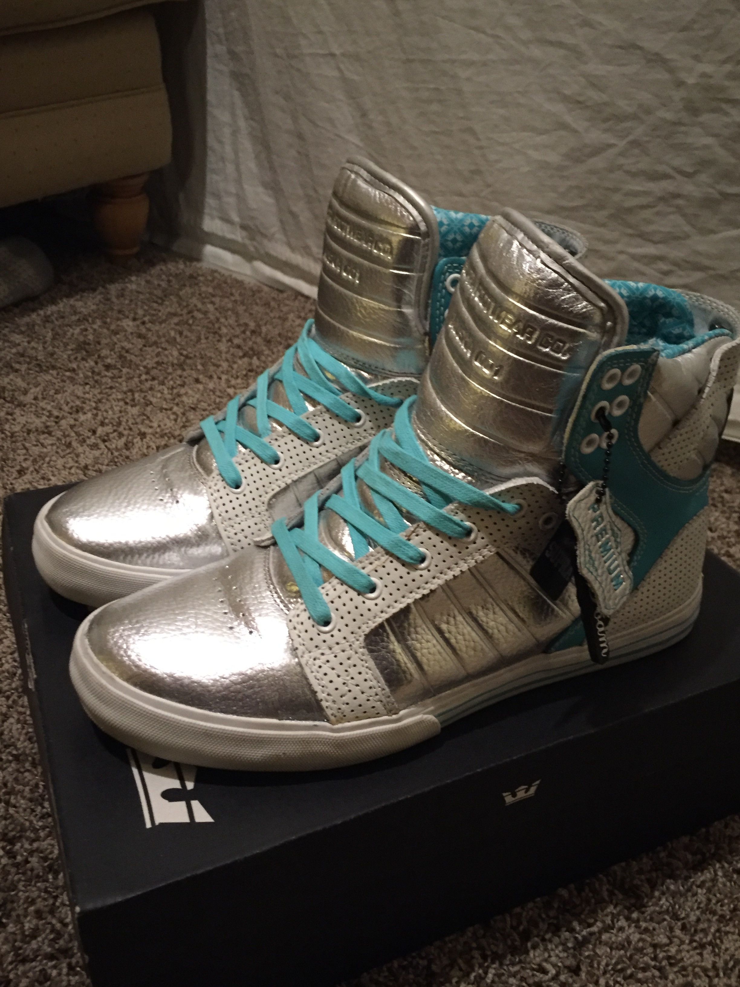 Supra Skytop Silver Action Teal Grailed