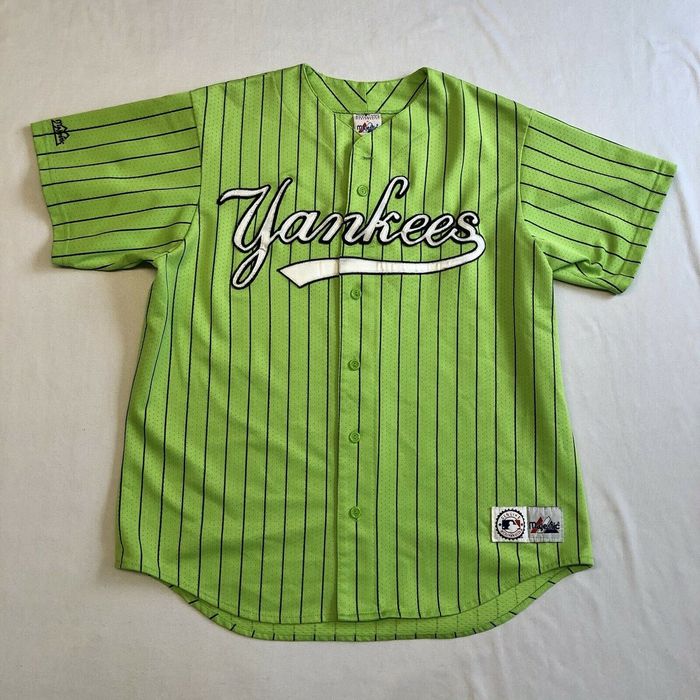Majestic New York Yankees Green Pinstripe Baseball Jersey Grailed