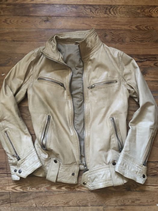 Shellac Shellac Cream Leather Jacket | Grailed