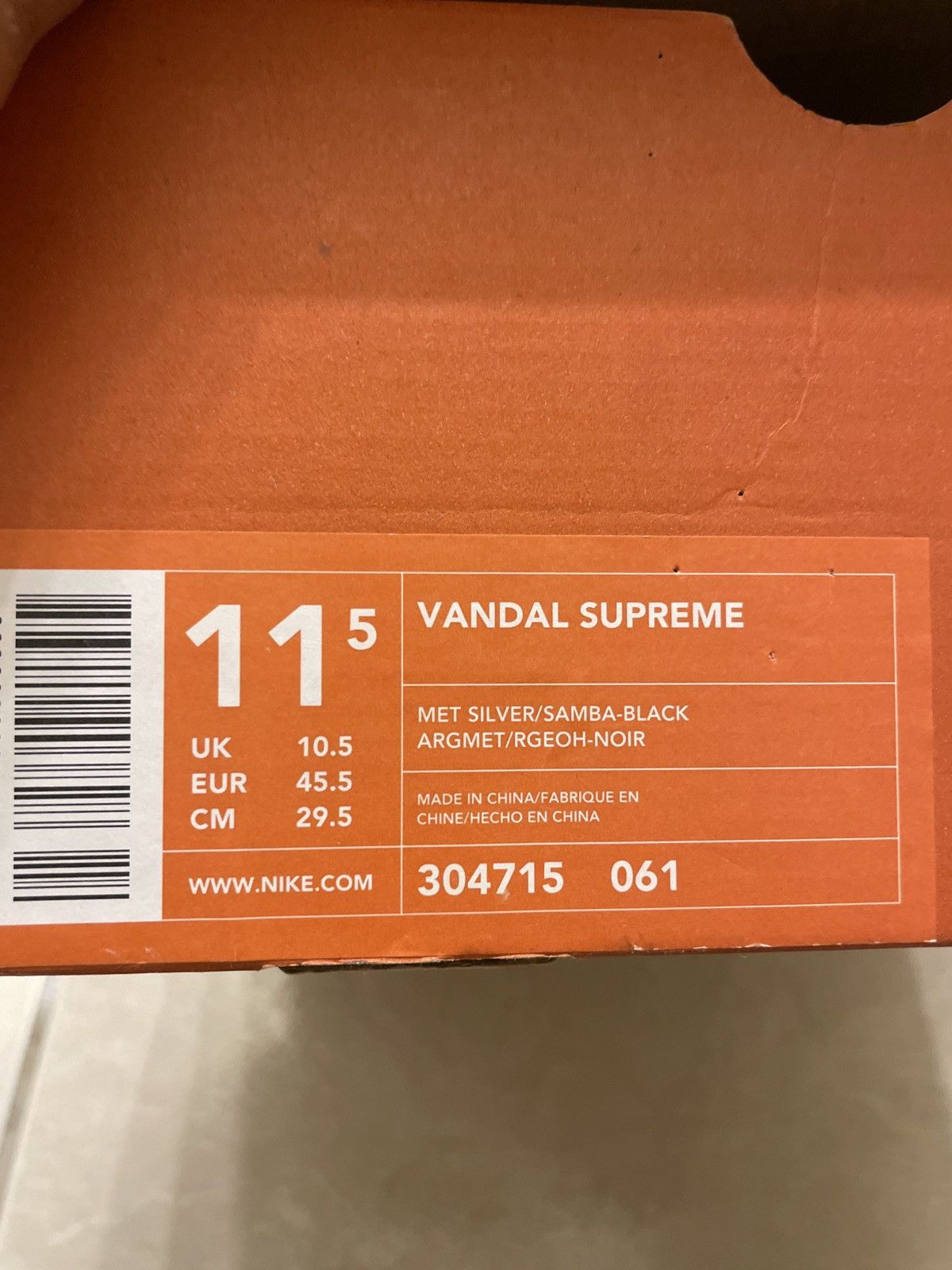 Nike Vandal Supreme Metallic Silver | Samba-Black 2002 Size US 11.5 / EU 44-45 - 12 Thumbnail