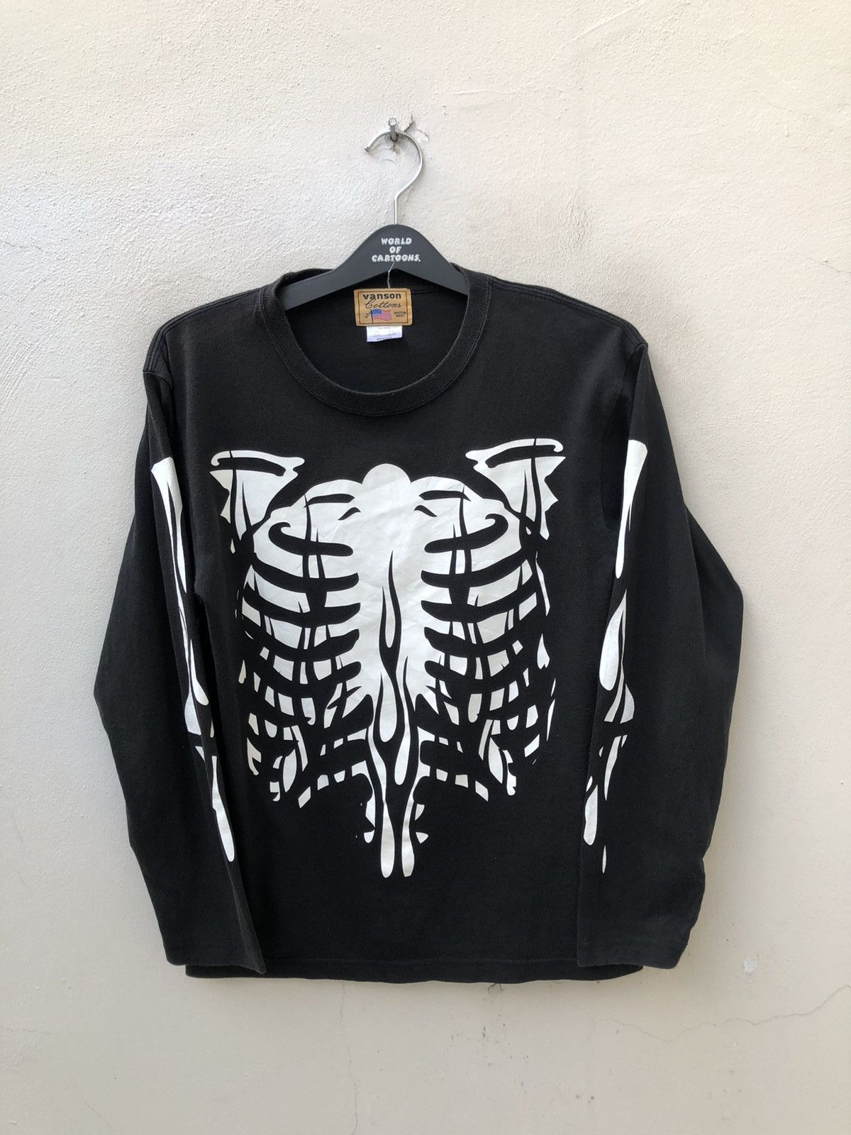 Vanson Leathers Vanson Black Long Sleeves Skeleton t shirt Size US M / EU 48-50 / 2 - 1 Thumbnail