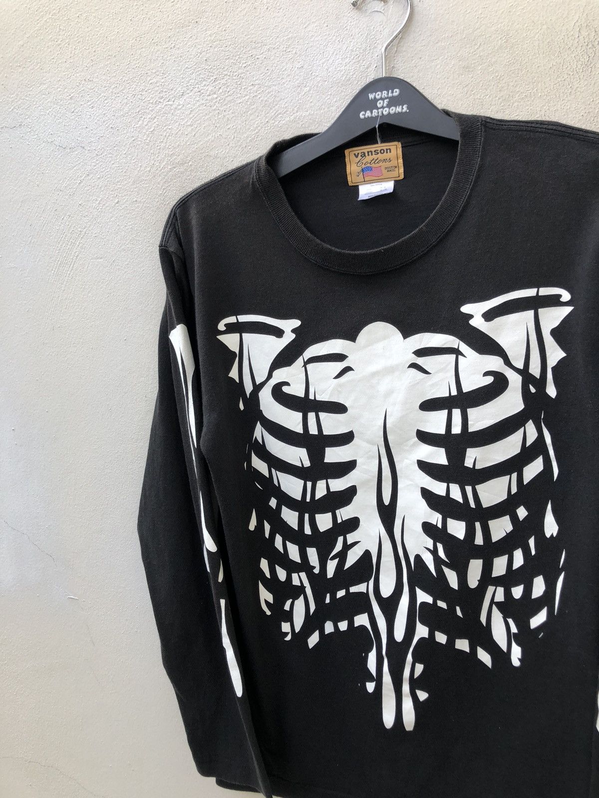 Vanson Leathers Vanson Black Long Sleeves Skeleton t shirt Size US M / EU 48-50 / 2 - 3 Thumbnail