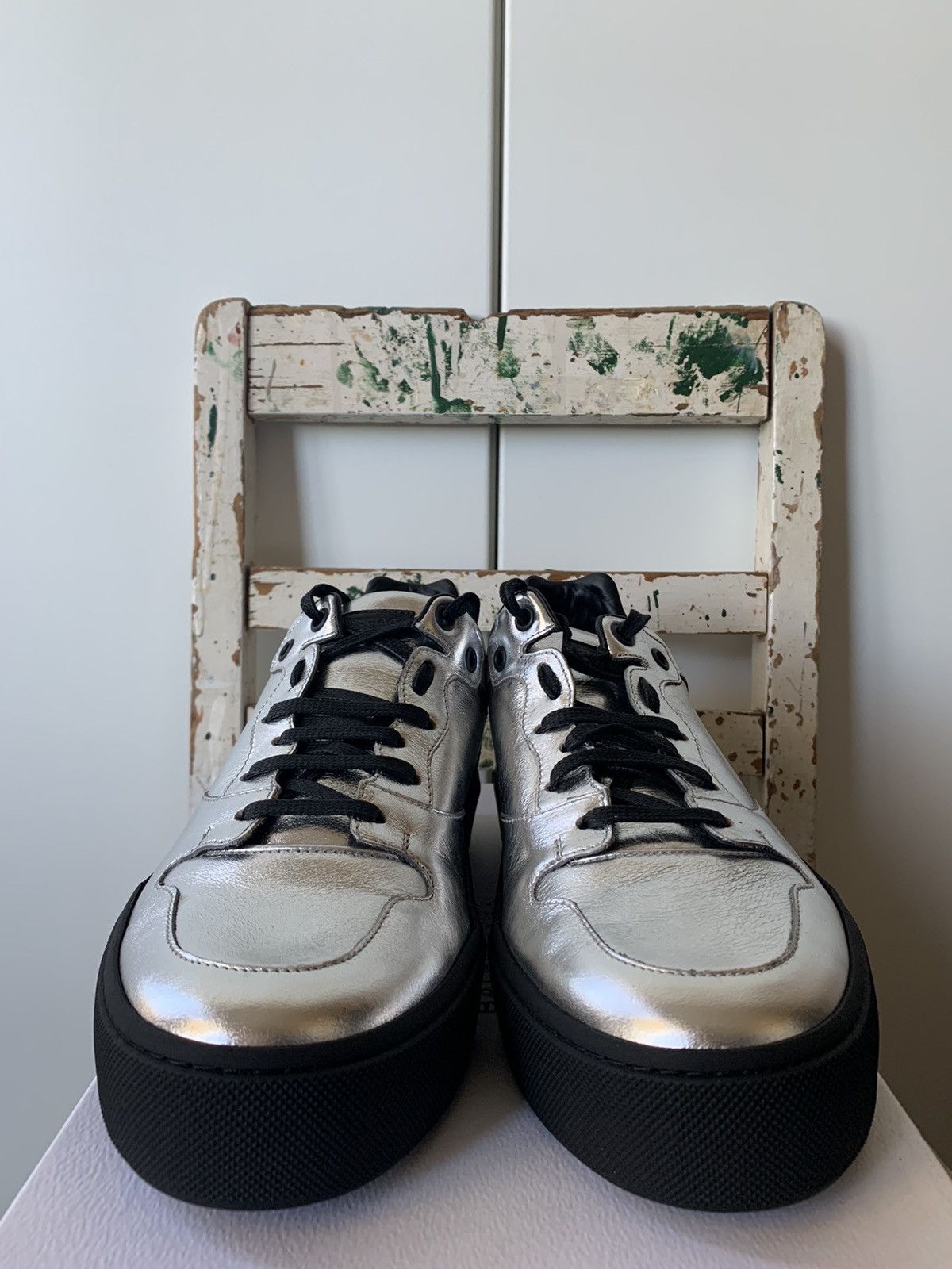 Balenciaga BALENCIAGA METALLIC SILVER SNEAKERS Size US 6 / EU 39 - 6 Thumbnail