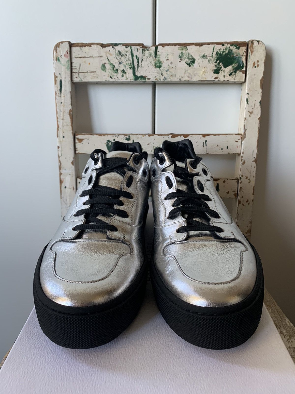Balenciaga BALENCIAGA METALLIC SILVER SNEAKERS Size US 6 / EU 39 - 7 Thumbnail