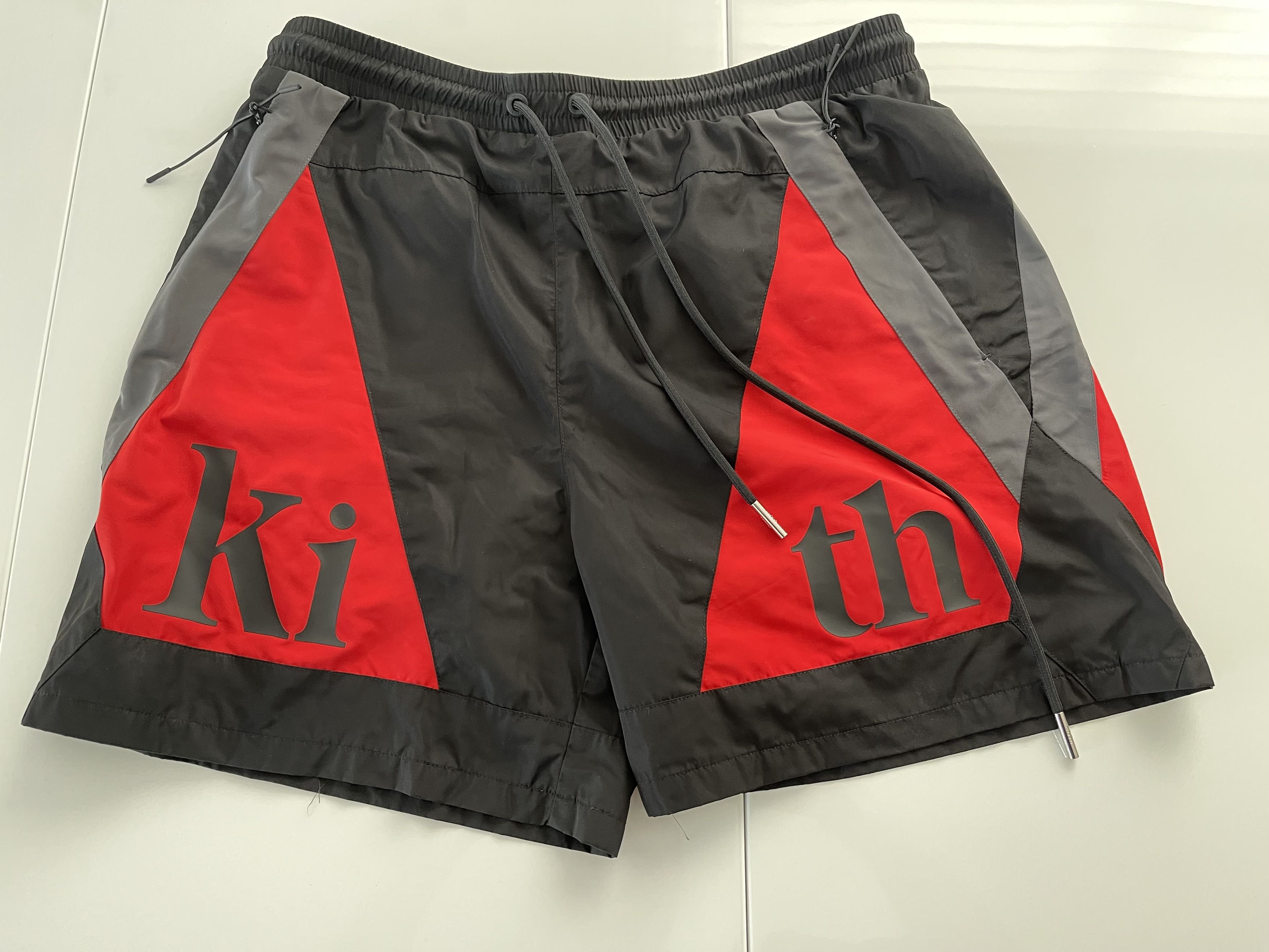 Kith Kith Turbo Nylon Shorts Black/Red/Grey | Grailed