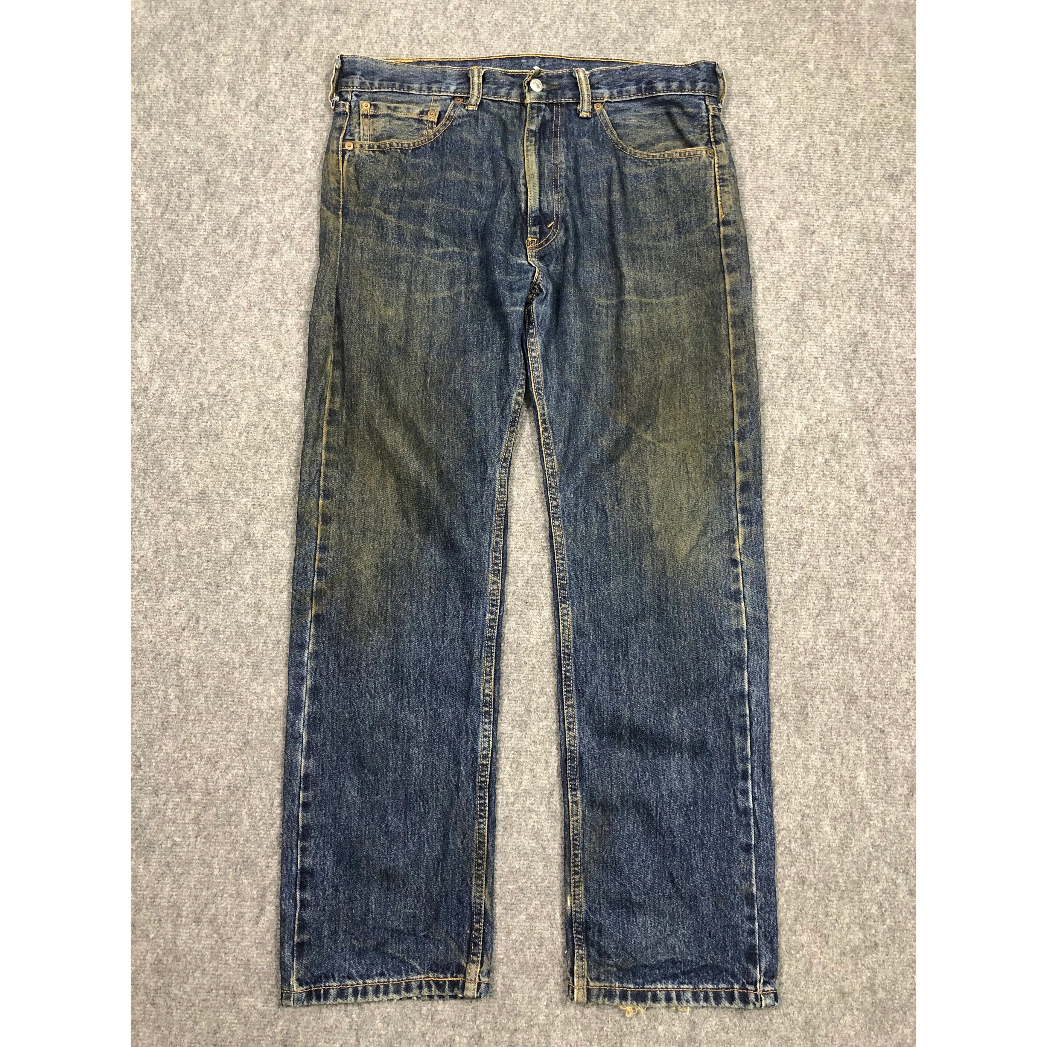 image of Levis 505 Regular Fit Faded Denim in Blue Denim, Men's (Size 36)