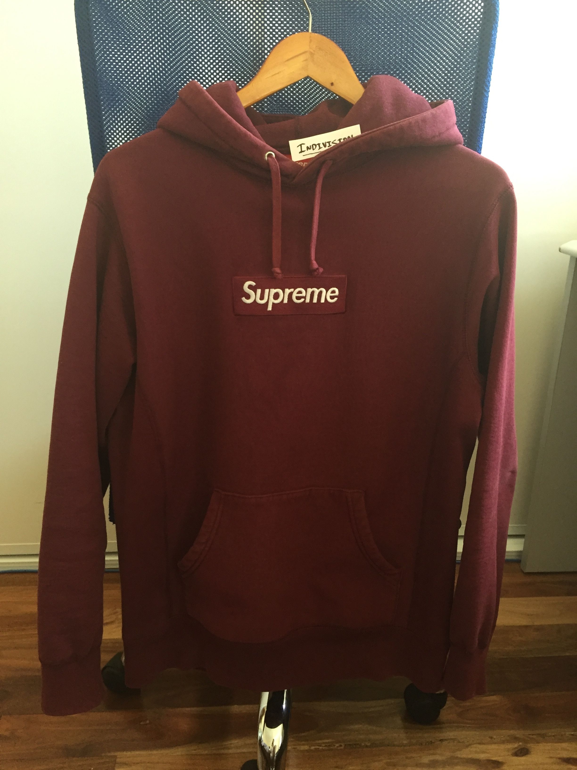 Burgundy supreme hoodie on sale