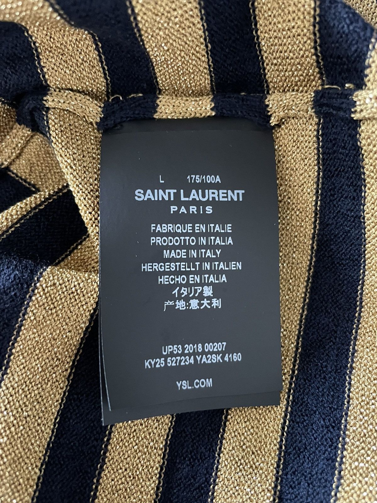 Hedi Slimane × Saint Laurent Paris × Yves Saint Laurent Timothée Chalamet Limited Edition Runway Striped Gold Shirt Size US L / EU 52-54 / 3 - 18 Thumbnail