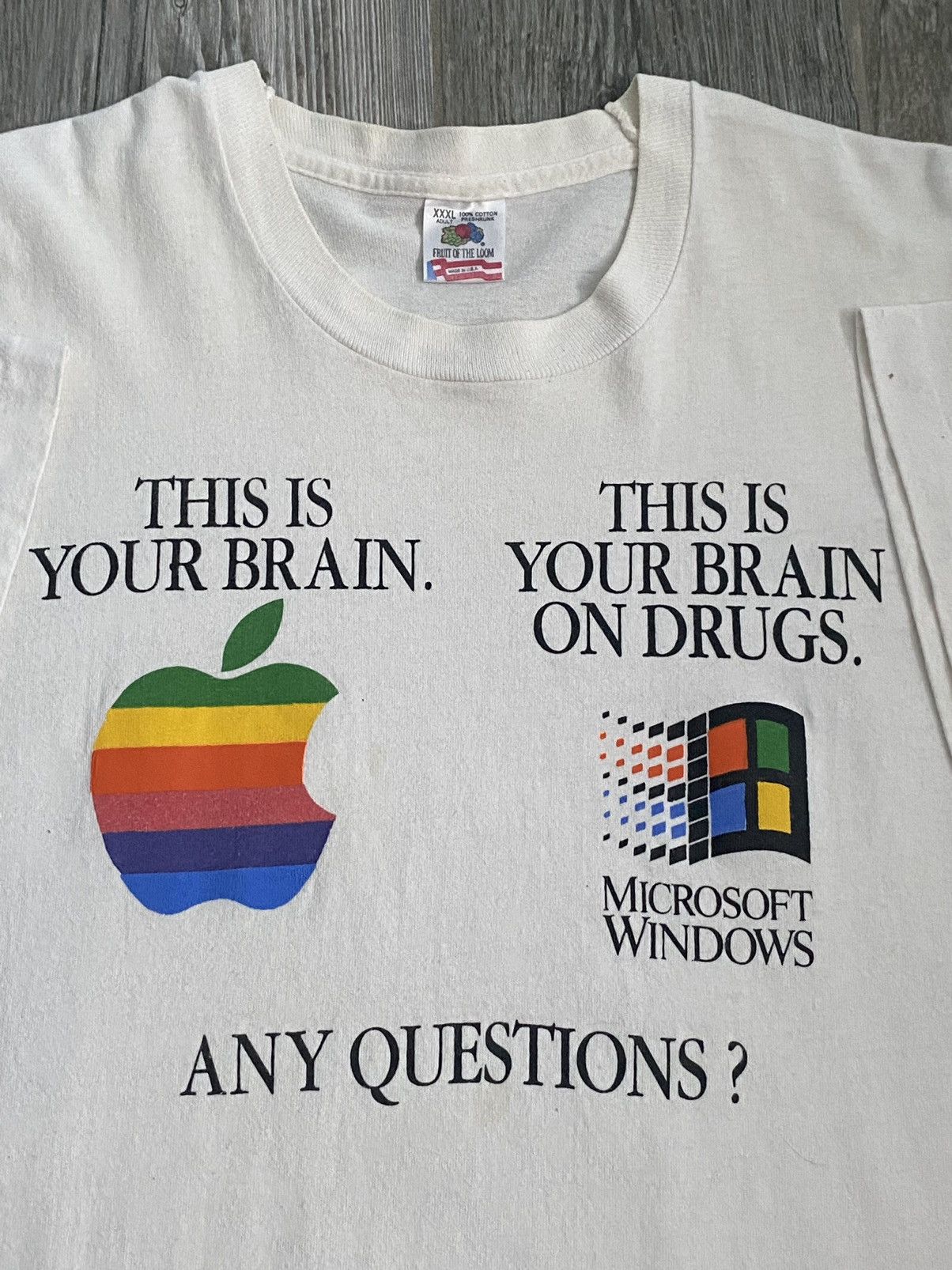 Apple × Art × Vintage 🔥1989 Single Stitch Apple Brain On