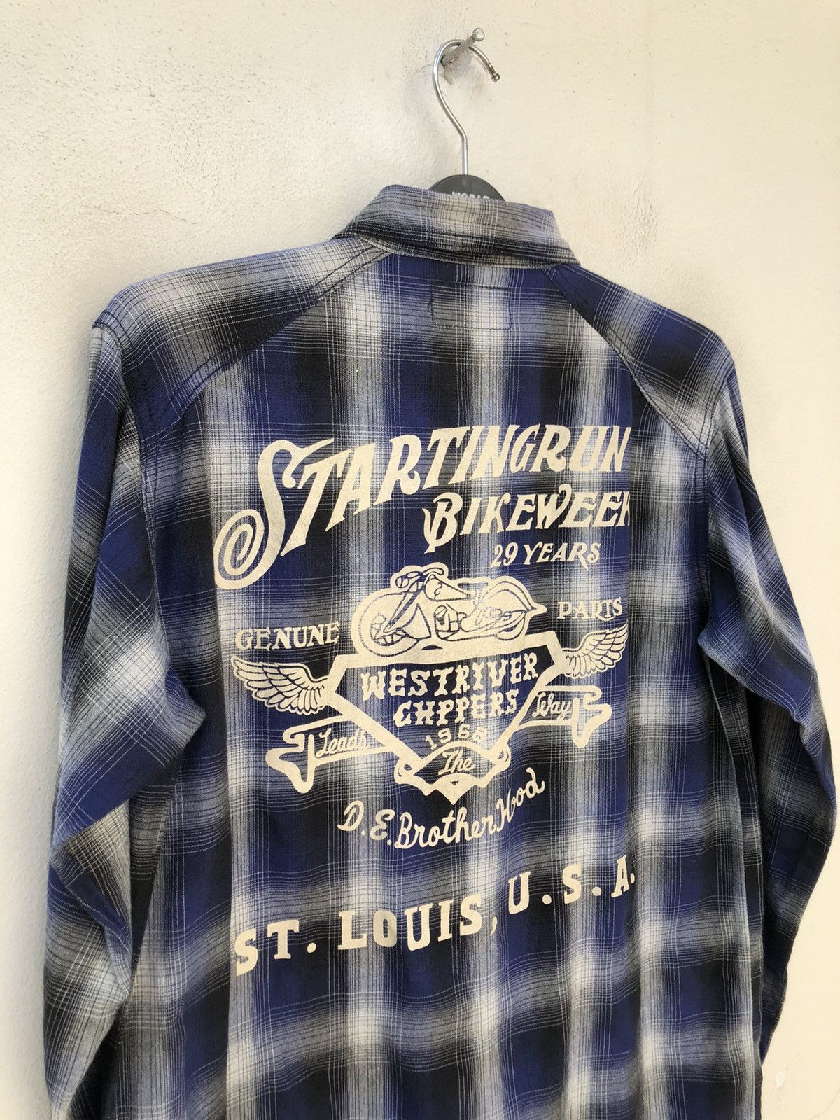 Vintage MWS Japan Tartan Plaid Motorcycles Button Shirt Size US L / EU 52-54 / 3 - 9 Thumbnail