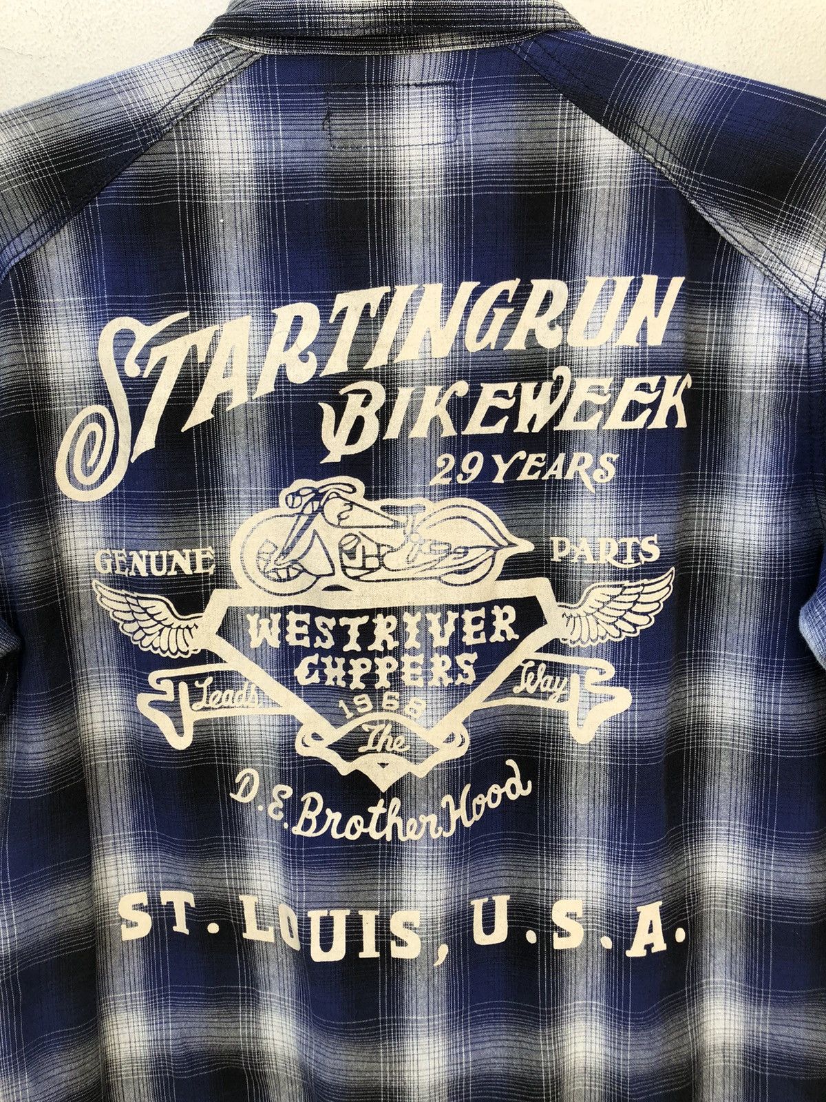 Vintage MWS Japan Tartan Plaid Motorcycles Button Shirt Size US L / EU 52-54 / 3 - 7 Thumbnail