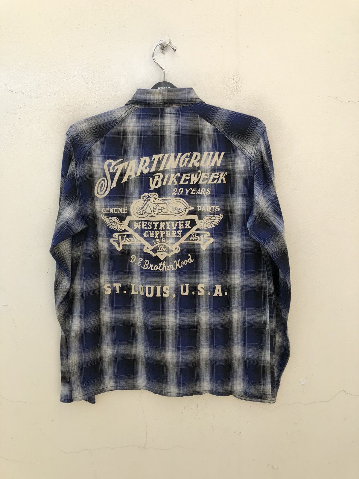 Vintage MWS Japan Tartan Plaid Motorcycles Button Shirt Size US L / EU 52-54 / 3 - 6 Thumbnail