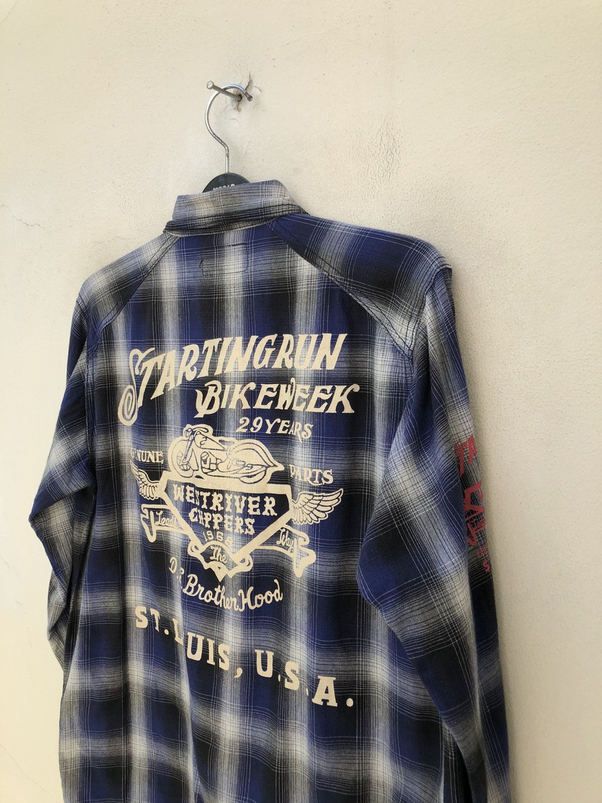 Vintage MWS Japan Tartan Plaid Motorcycles Button Shirt Size US L / EU 52-54 / 3 - 8 Thumbnail