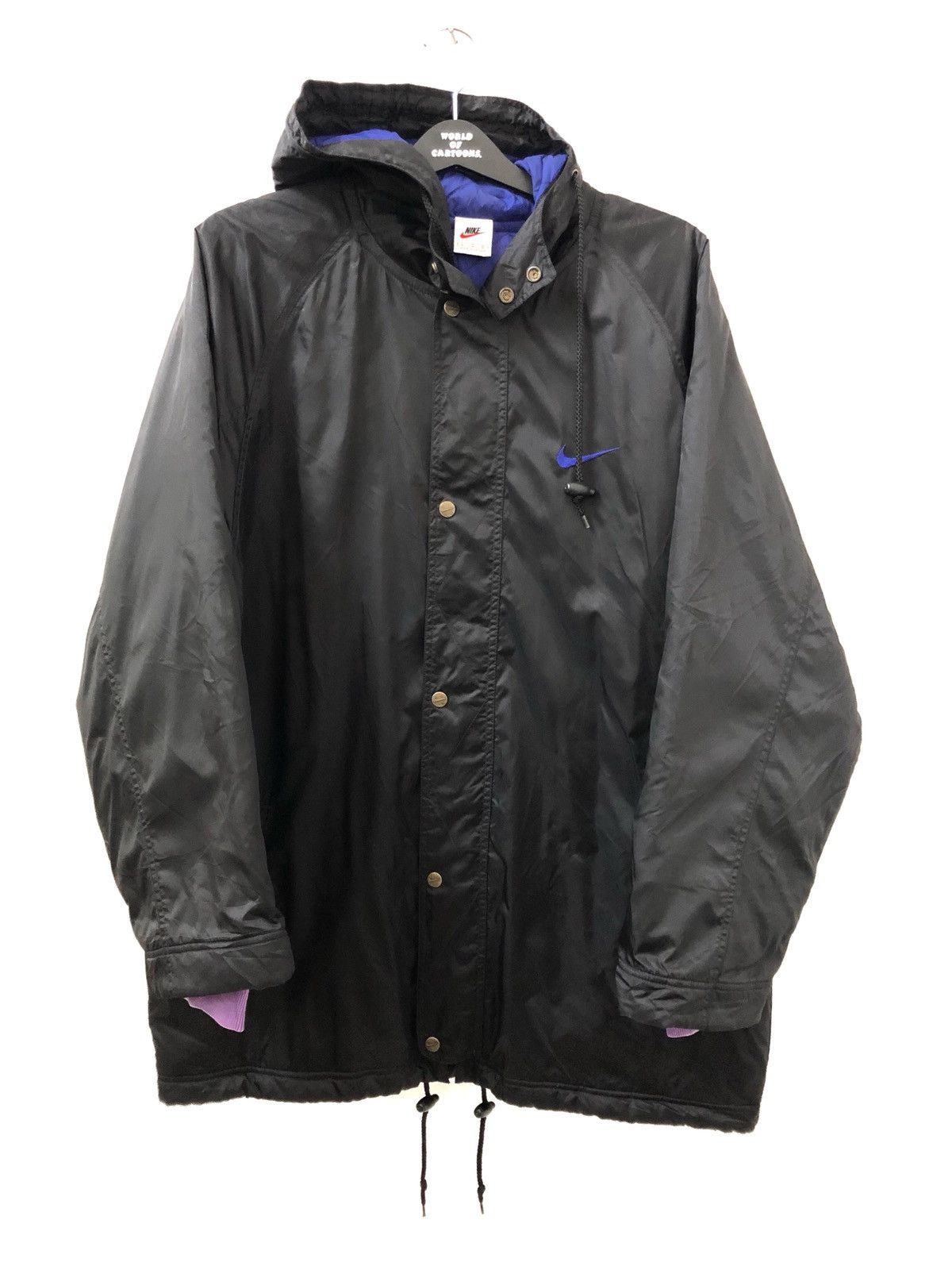 Nike × Vintage Vintage 90s Nike Big Swoosh Hoodie Parka Jacket Size US L / EU 52-54 / 3 - 3 Thumbnail