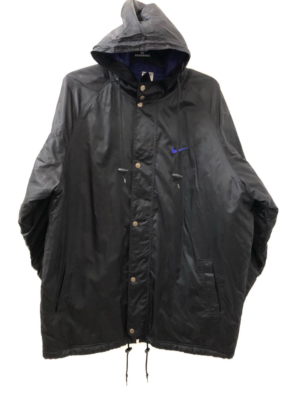 Nike × Vintage Vintage 90s Nike Big Swoosh Hoodie Parka Jacket Size US L / EU 52-54 / 3 - 7 Thumbnail