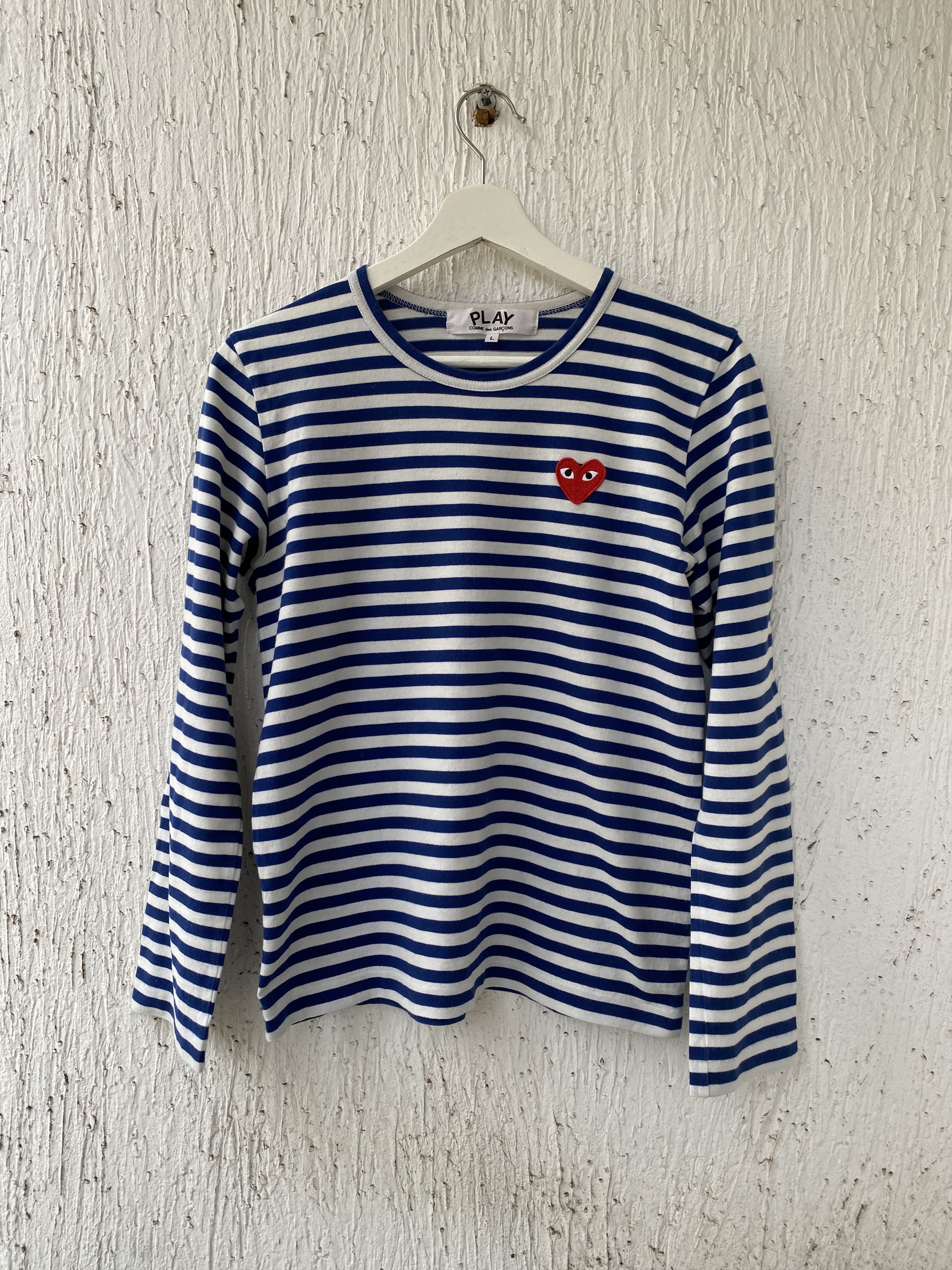 Comme des Garcons LONG SLEEVE HEART LOGO STRIPE TEE Size US S / EU 44-46 / 1 - 1 Thumbnail
