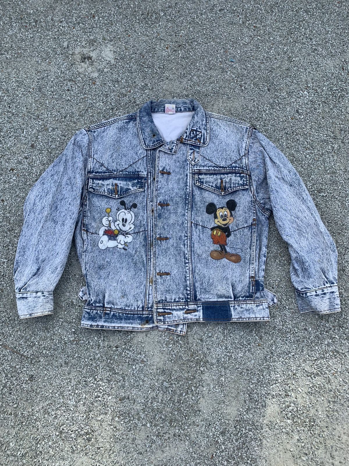 Vintage Mickey Mouse Acidwash Damaged Denim Jacket