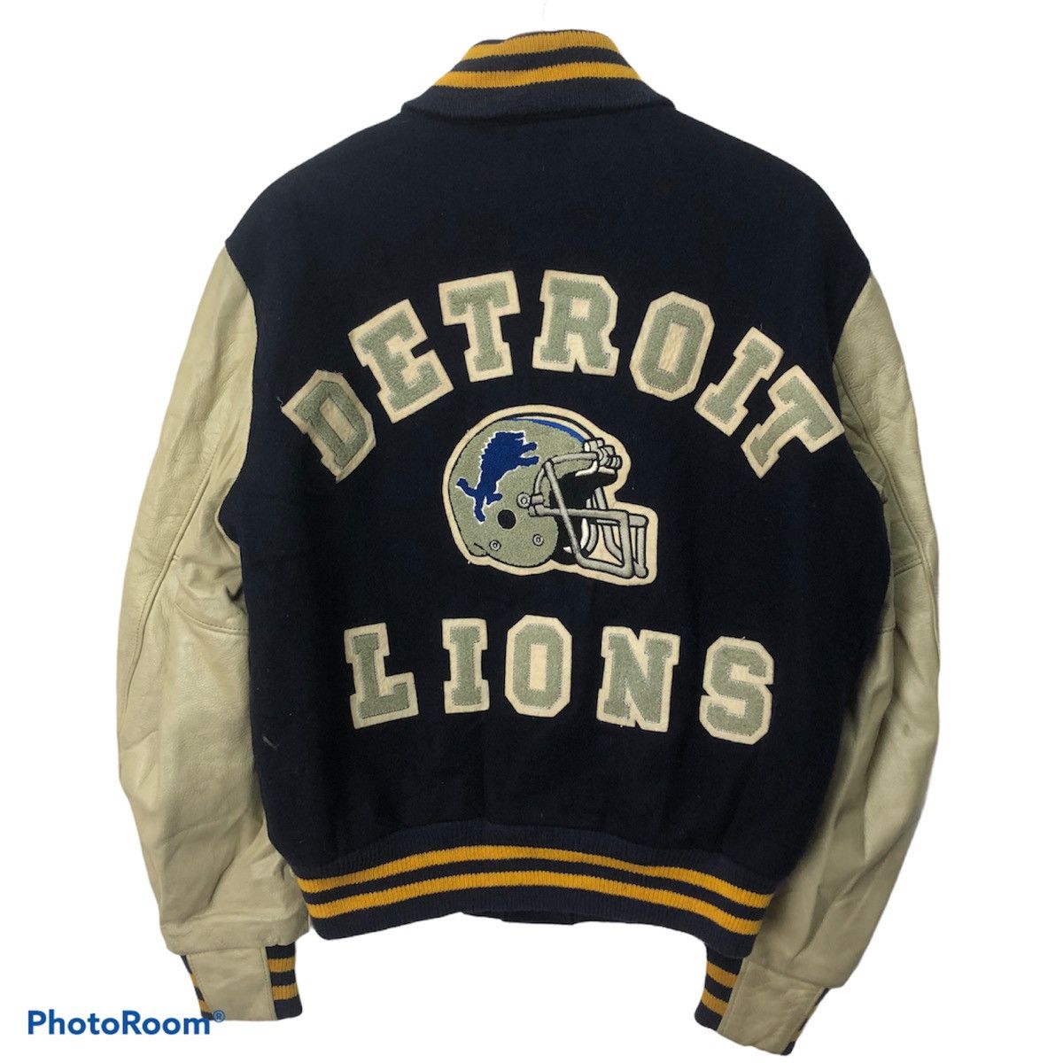 Golden Bear Vintage Detroit Lions Leather Varsity Jacket By Golden Bear