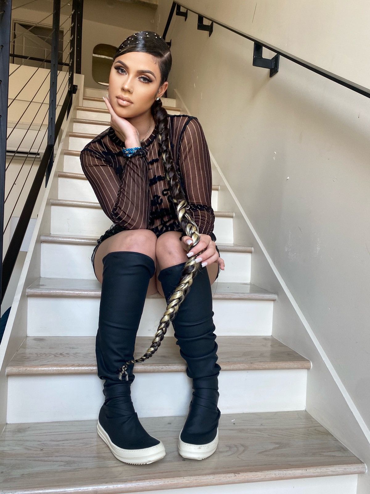 Rick Owens Drkshdw Rick Owens DRKSHDW Knee High stocking sneakers