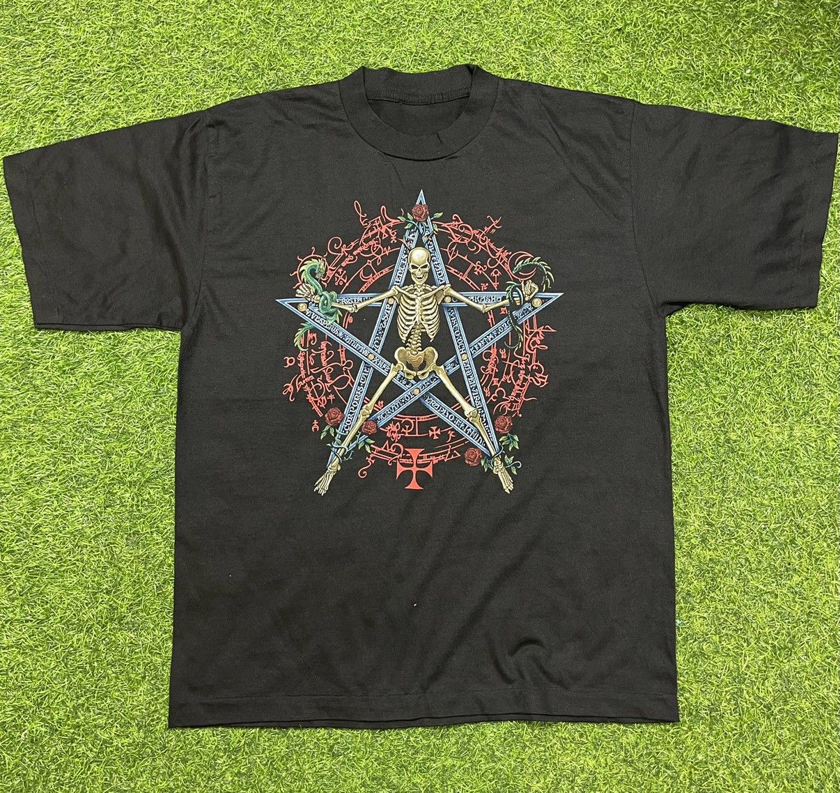 Band Tees × Vintage VINTAGE 1996 SKELETON PENTAGRAM LIKE SLAYER T SHIRT Size US L / EU 52-54 / 3 - 2 Thumbnail
