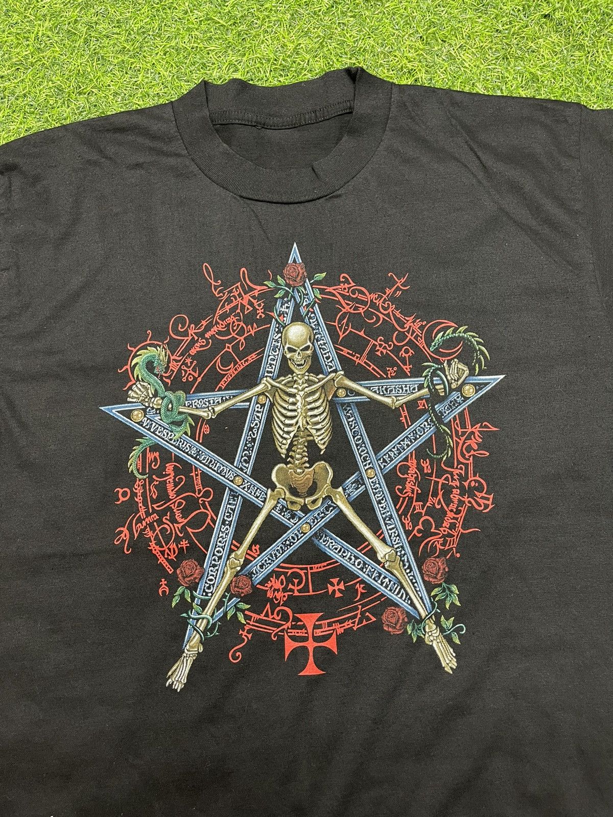 Band Tees × Vintage VINTAGE 1996 SKELETON PENTAGRAM LIKE SLAYER T SHIRT Size US L / EU 52-54 / 3 - 4 Thumbnail