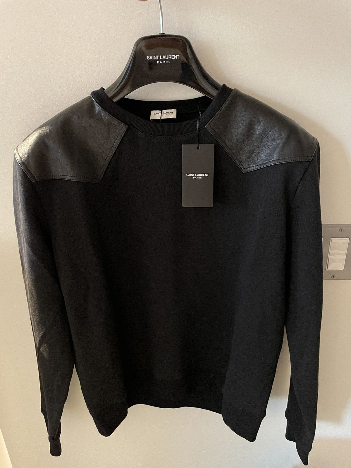 Hedi Slimane × Saint Laurent Paris × Yves Saint Laurent $2K Value Limited Edition Runway Leather Crewneck Sweatshirt Size US M / EU 48-50 / 2 - 20 Thumbnail