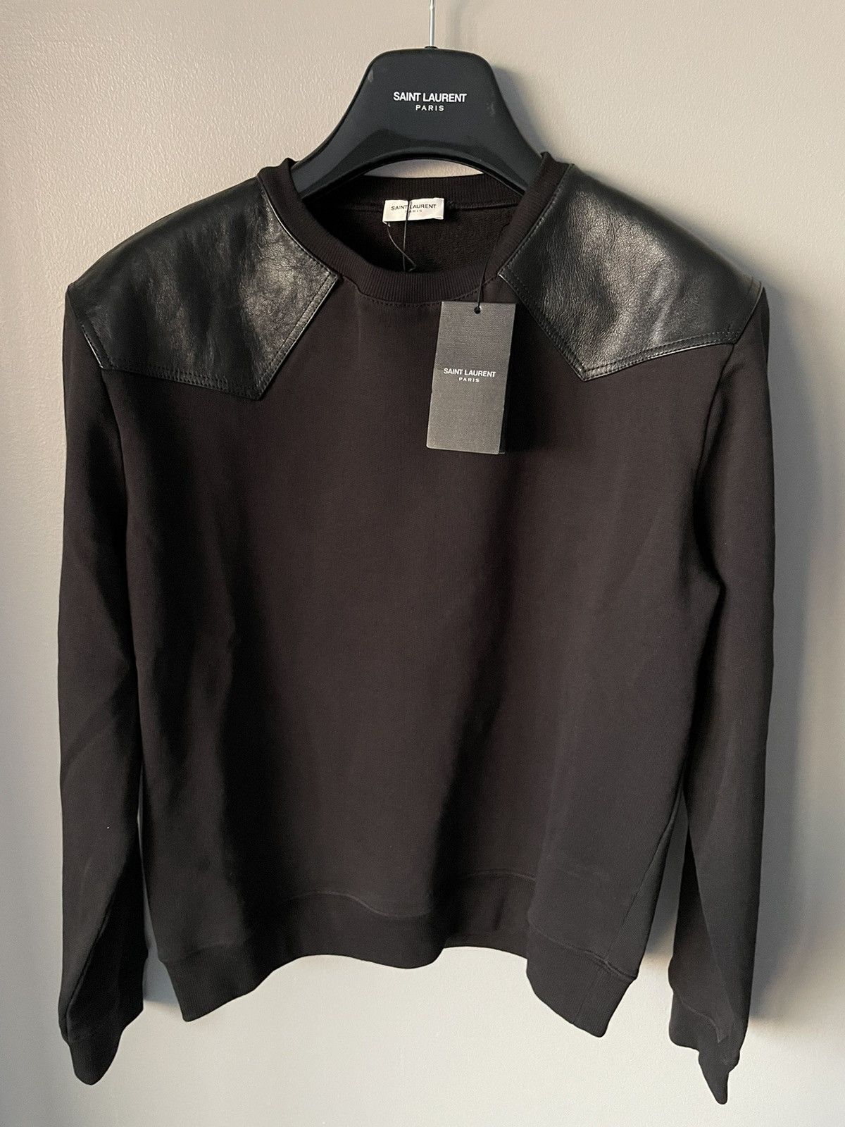 Hedi Slimane × Saint Laurent Paris × Yves Saint Laurent $2K Value Limited Edition Runway Leather Crewneck Sweatshirt Size US M / EU 48-50 / 2 - 3 Thumbnail