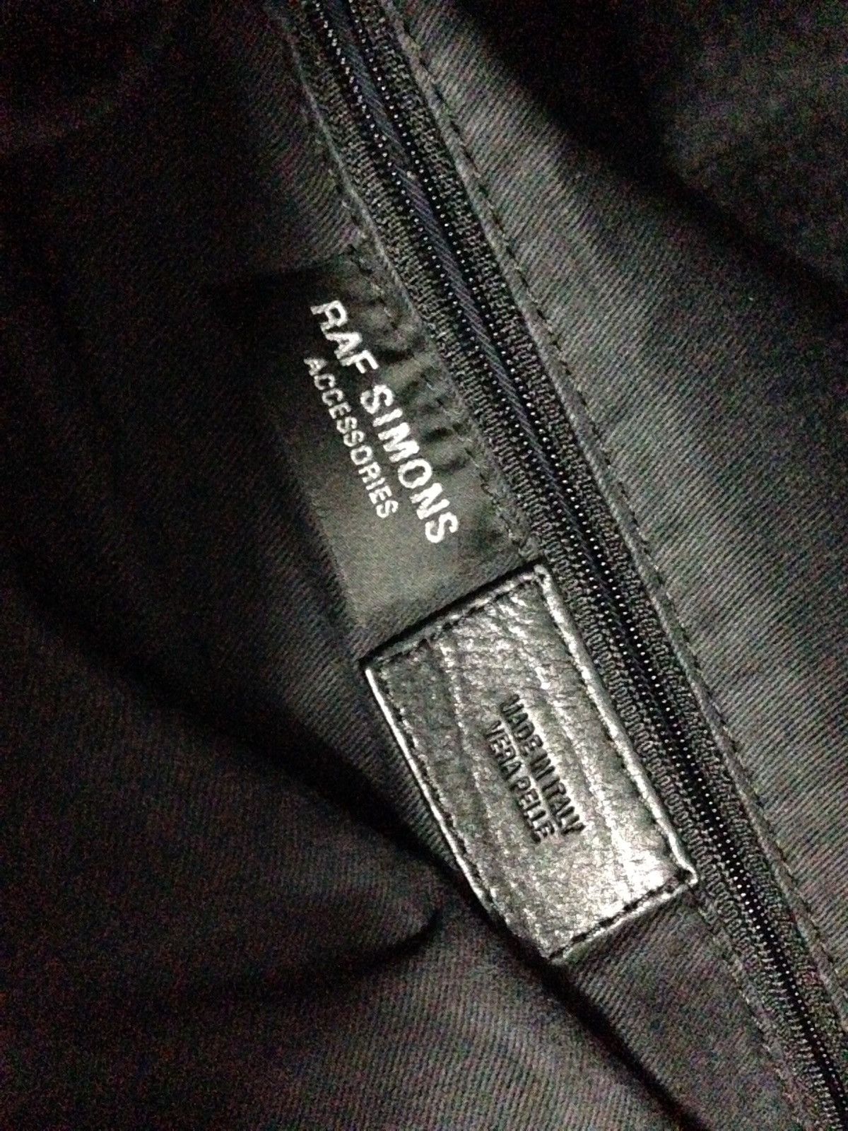 RAF SIMONS Black Leather Messenger Bag