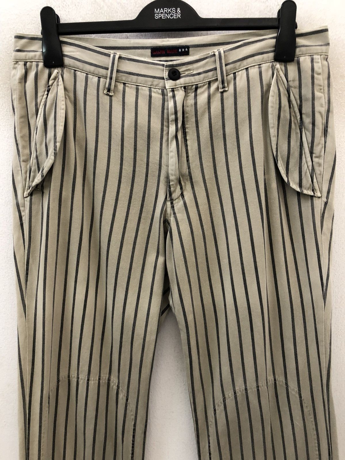 Vintage Japanese Brand Gaijin Made Hem Zipper Striped Trouser Pant Size US 32 / EU 48 - 2 Thumbnail
