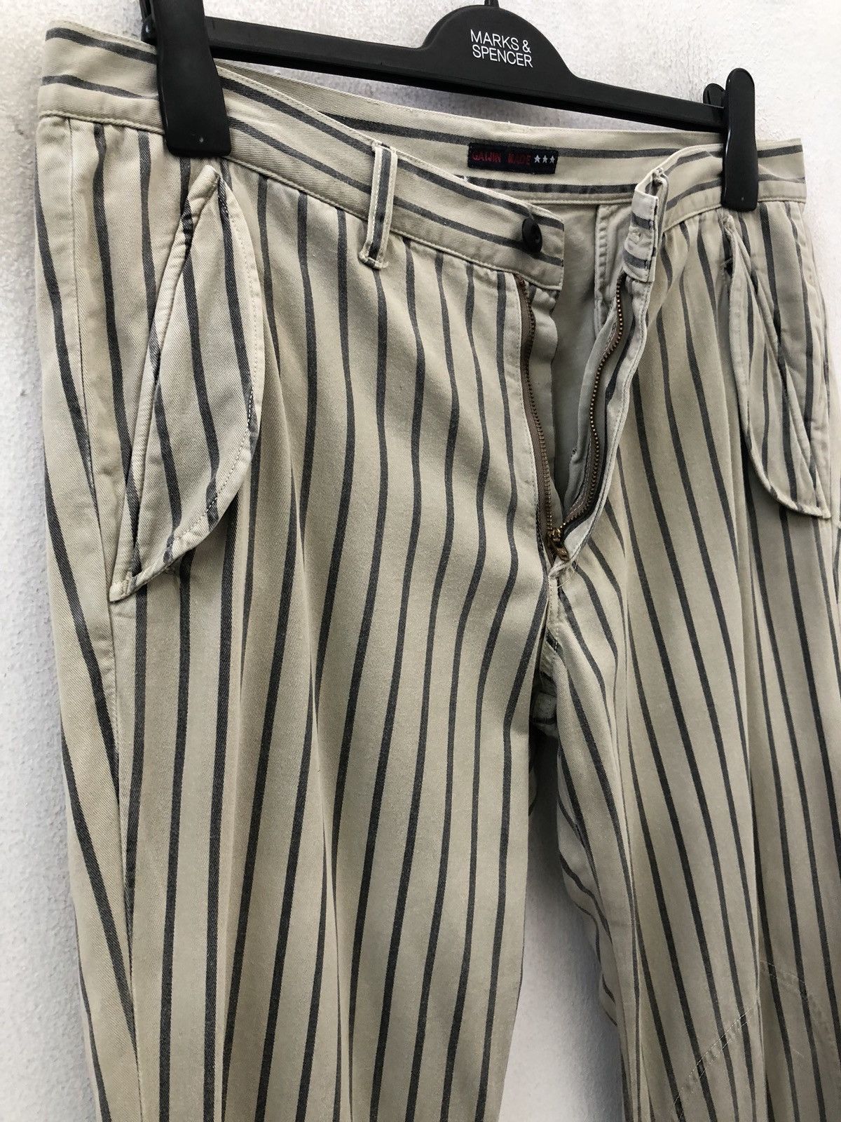 Vintage Japanese Brand Gaijin Made Hem Zipper Striped Trouser Pant Size US 32 / EU 48 - 7 Thumbnail