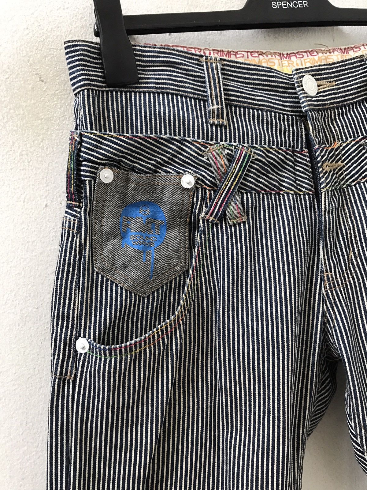 Vintage Rimaster Hickory Striped Double Waist Denim Pant Size US 31 - 13 Thumbnail