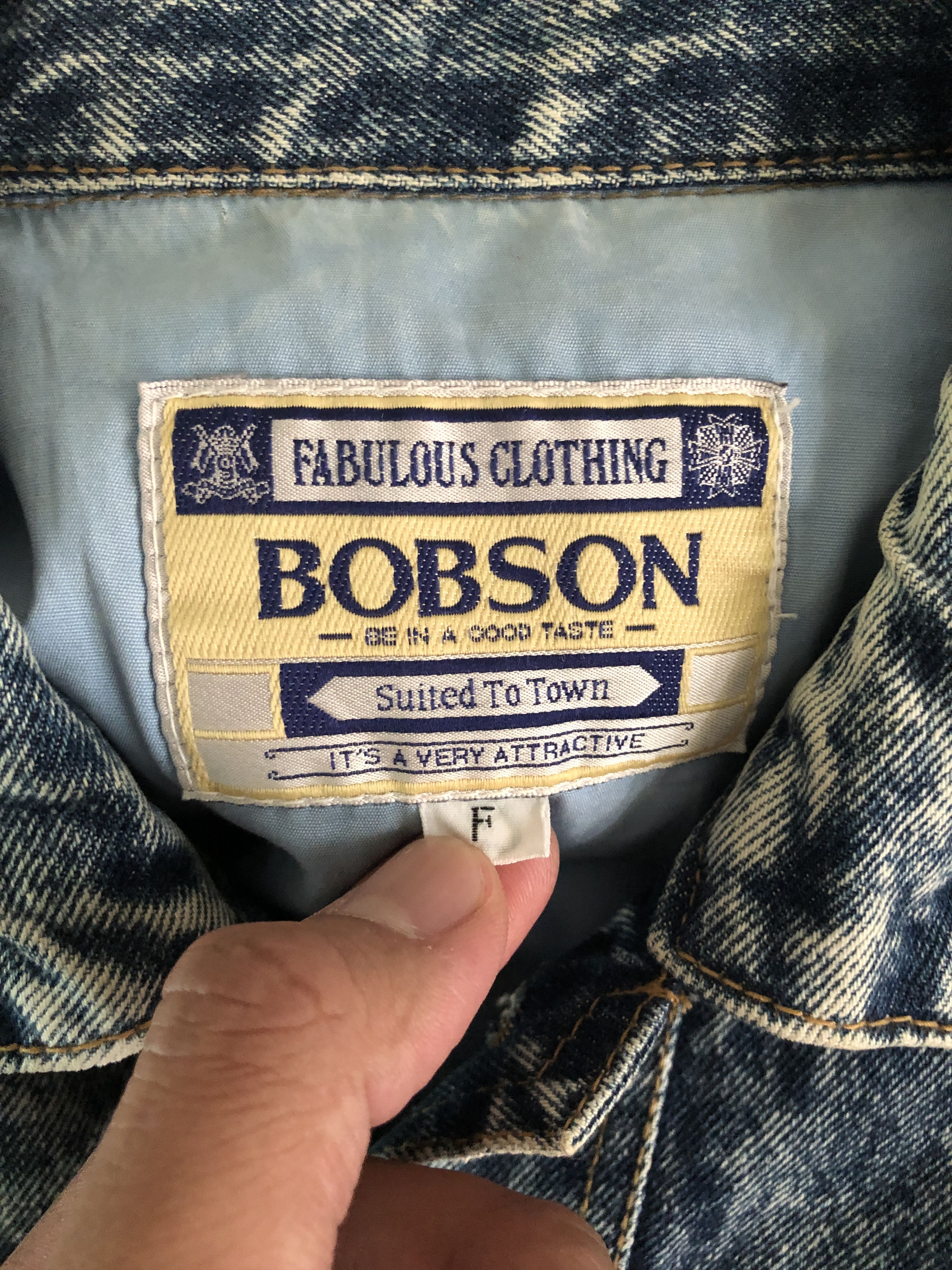 Vintage Vintage Bobson Cropped Acid Wash Denim Jacket Size US L / EU 52-54 / 3 - 10 Thumbnail