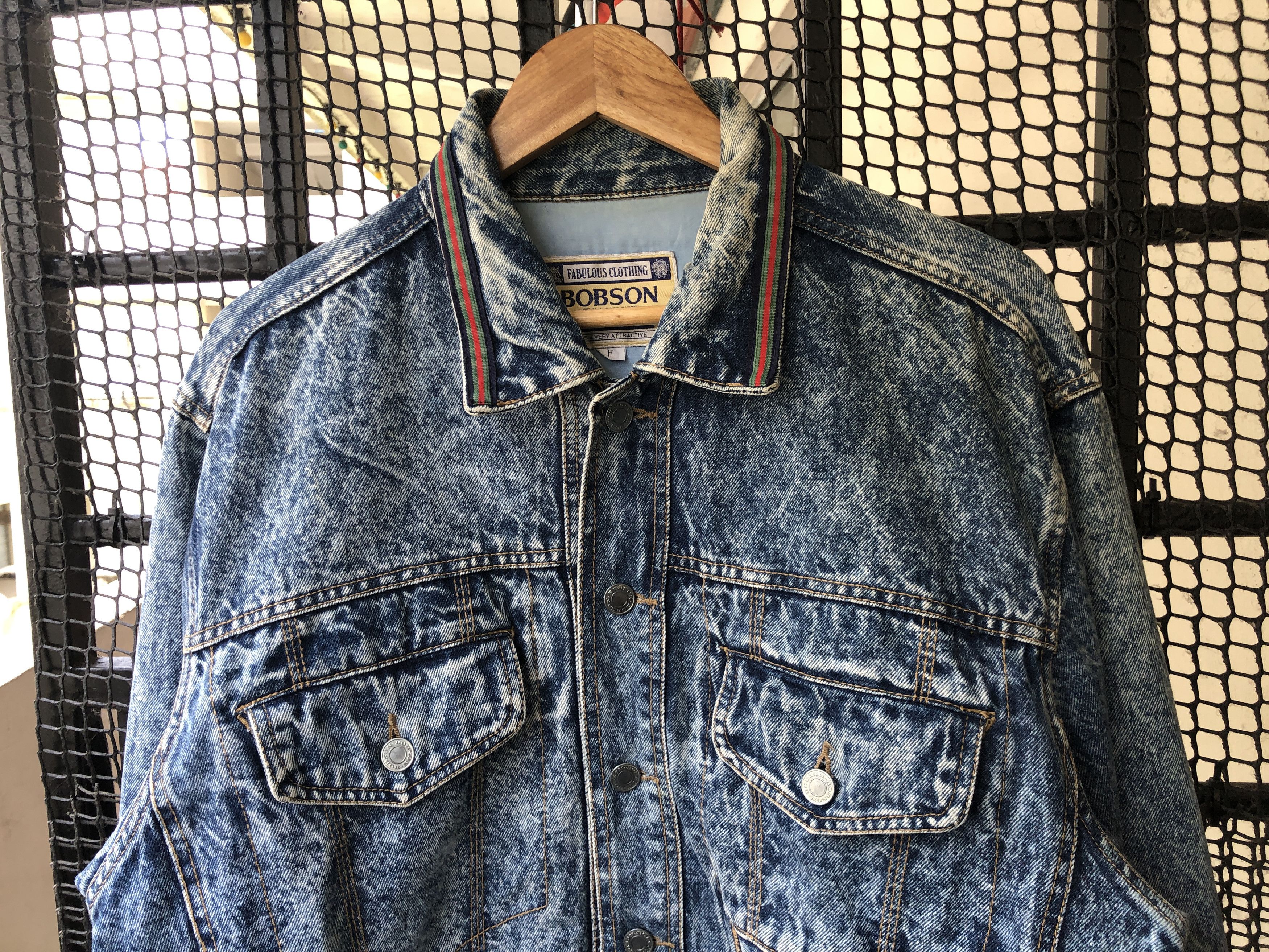 Vintage Vintage Bobson Cropped Acid Wash Denim Jacket Size US L / EU 52-54 / 3 - 3 Thumbnail