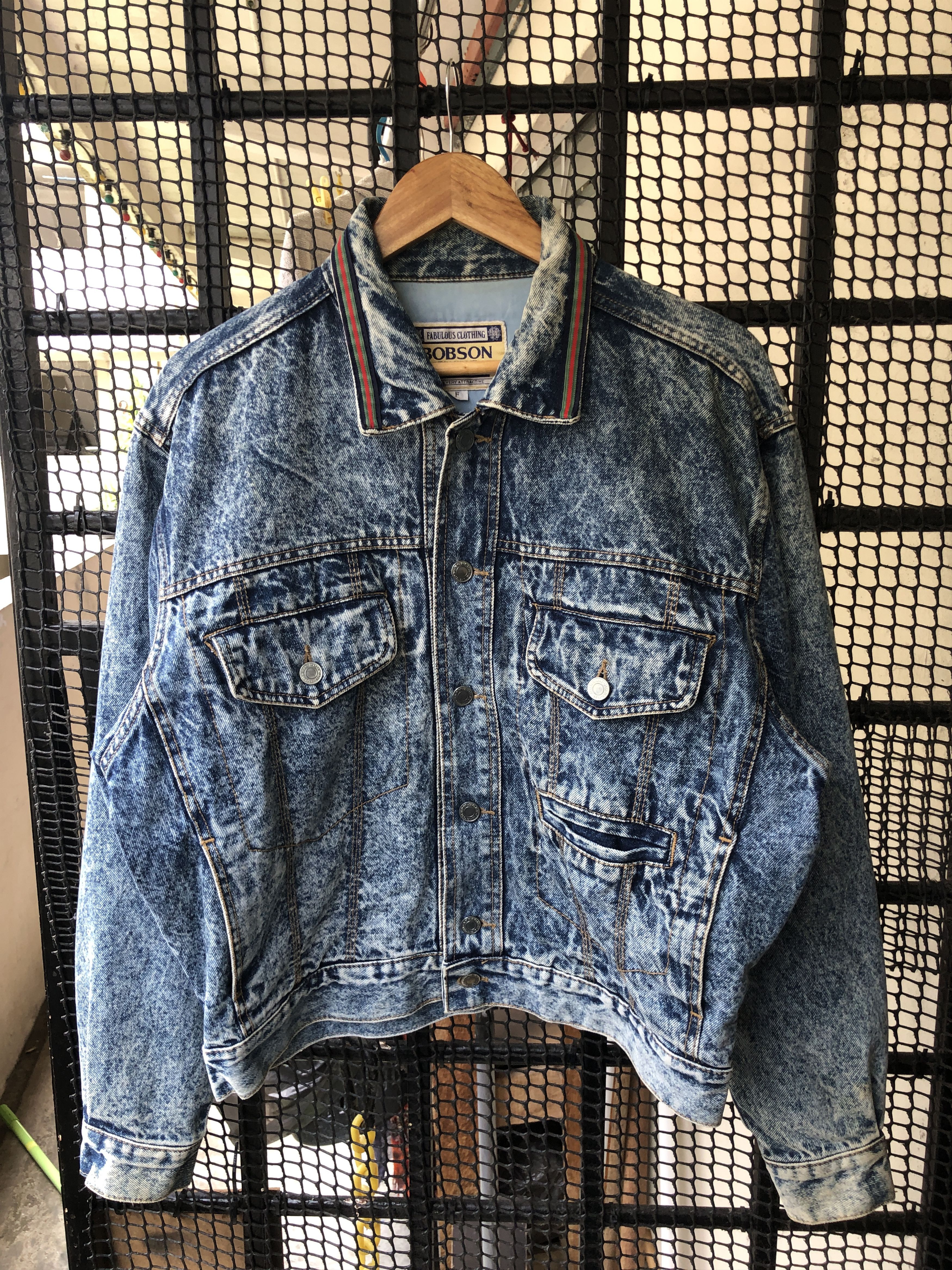 Vintage Vintage Bobson Cropped Acid Wash Denim Jacket Size US L / EU 52-54 / 3 - 1 Thumbnail