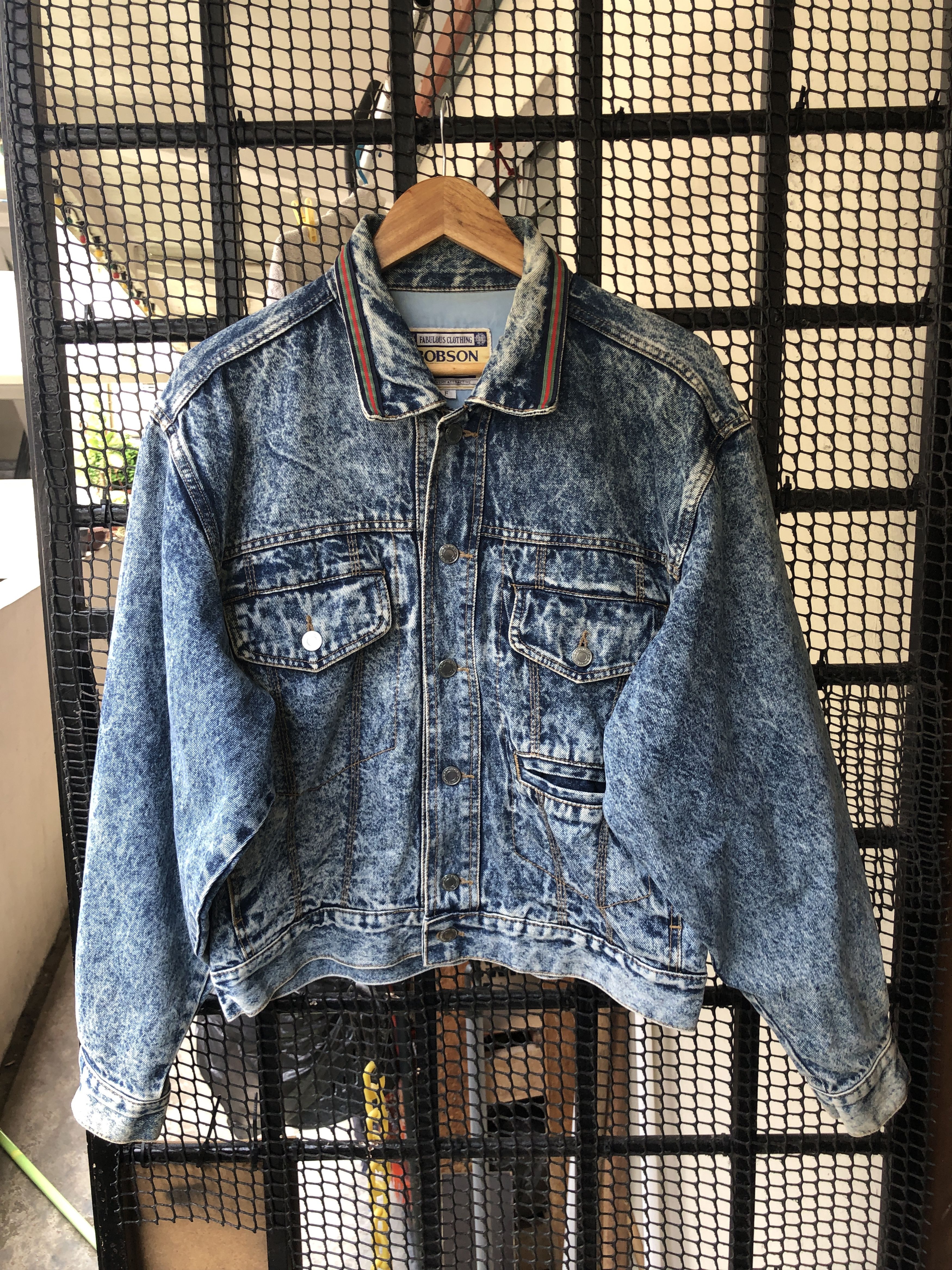 Vintage Vintage Bobson Cropped Acid Wash Denim Jacket Size US L / EU 52-54 / 3 - 2 Thumbnail