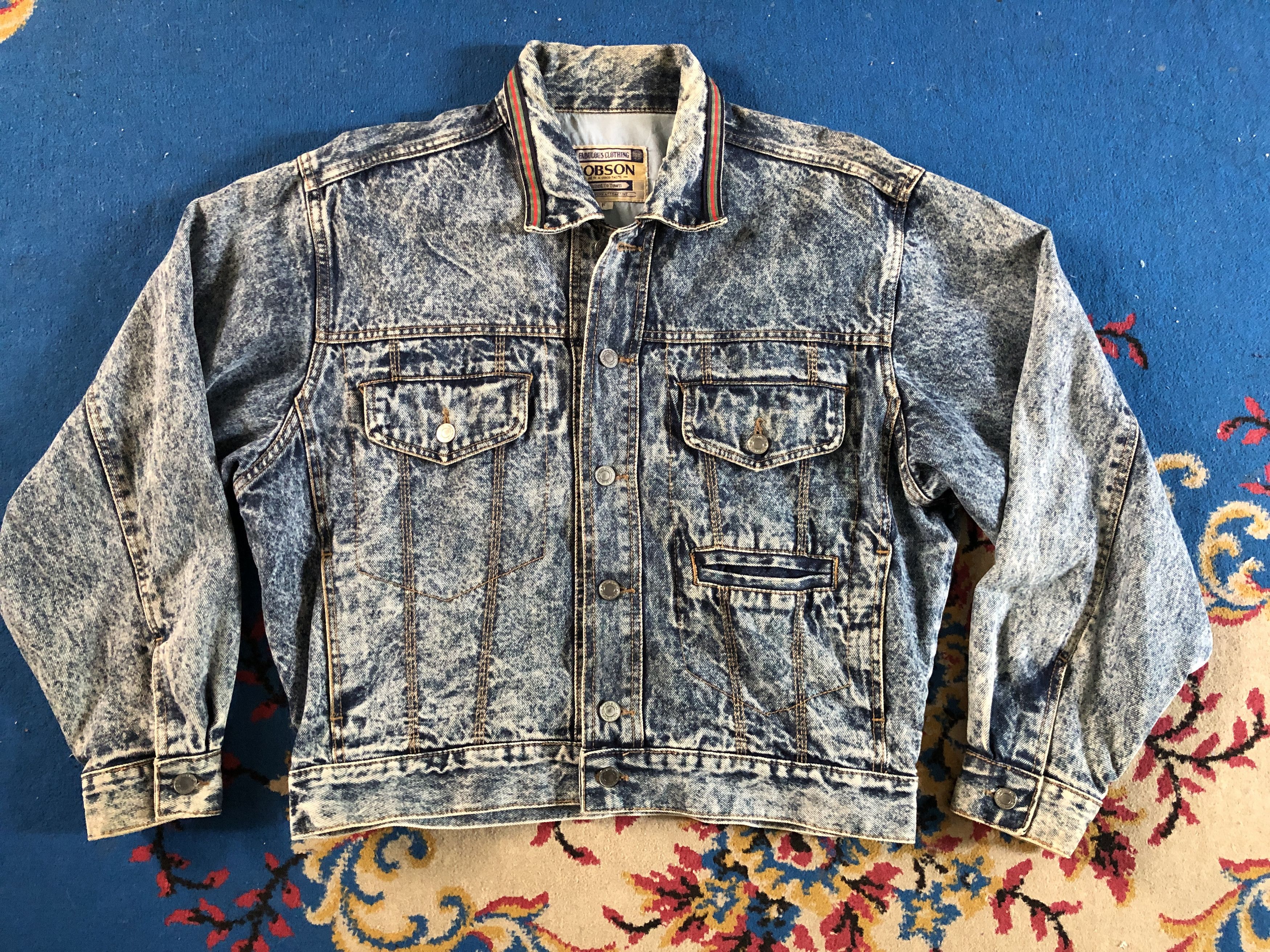 Vintage Vintage Bobson Cropped Acid Wash Denim Jacket Size US L / EU 52-54 / 3 - 5 Thumbnail