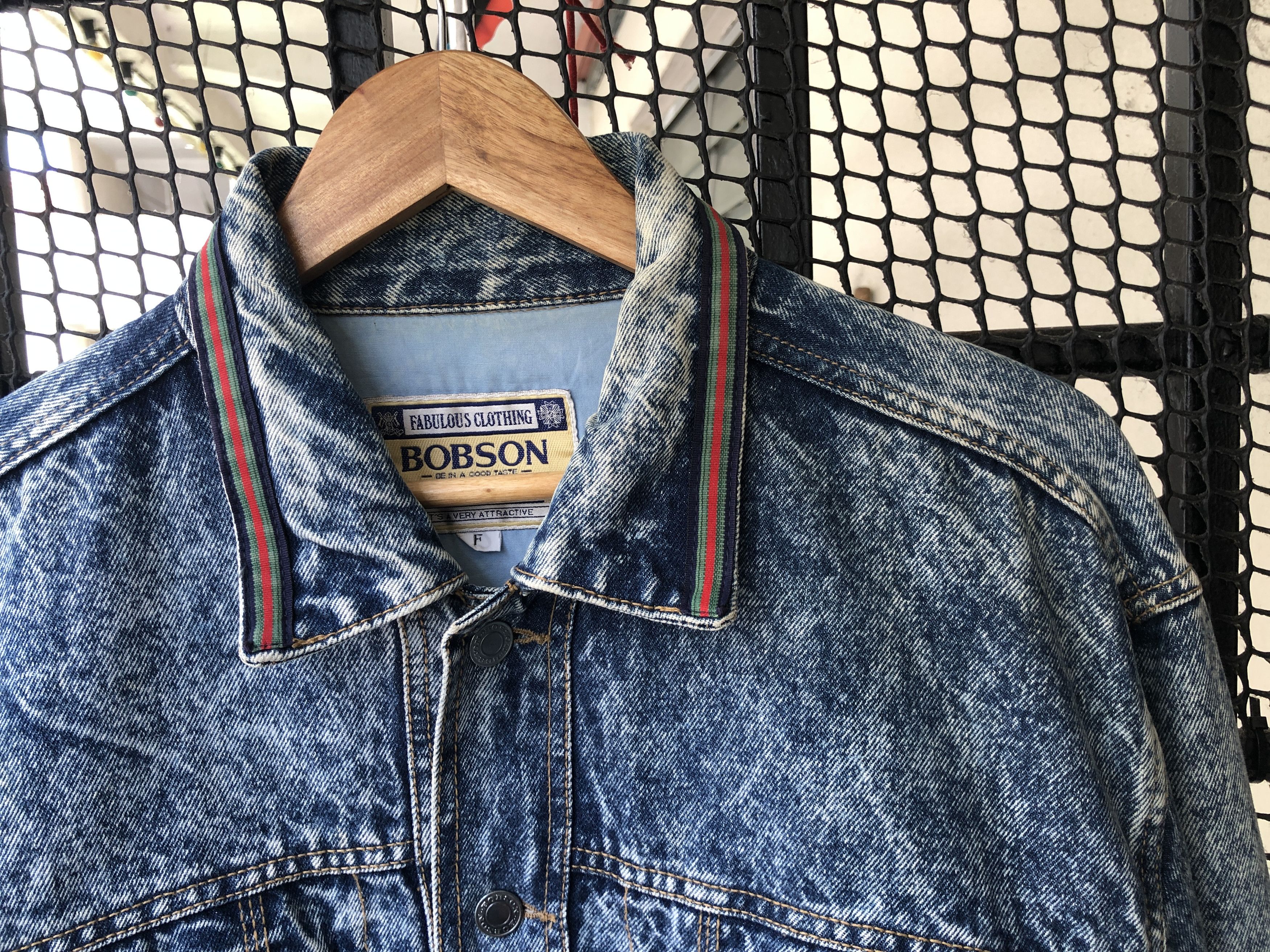 Vintage Vintage Bobson Cropped Acid Wash Denim Jacket Size US L / EU 52-54 / 3 - 4 Thumbnail