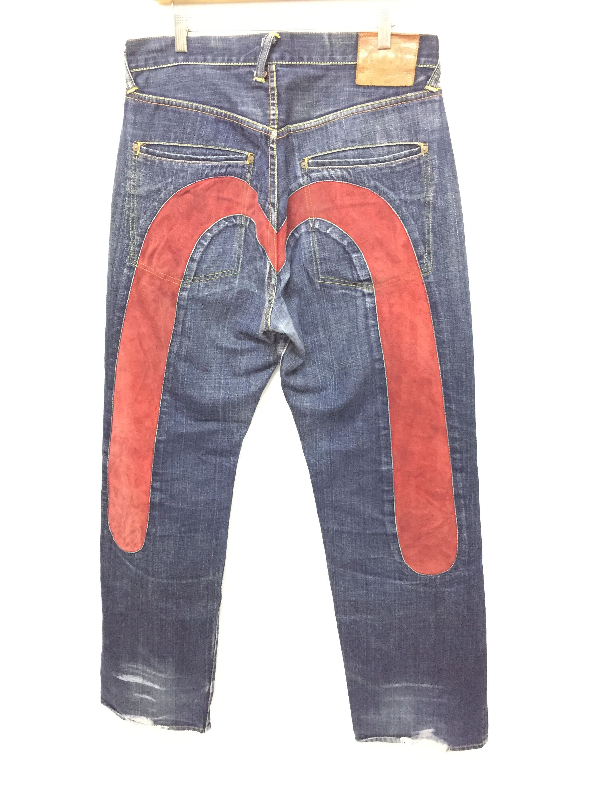 Evisu Evisu by Yamane Selvedge Denim suede leather logo Size US 32 / EU 48 - 3 Thumbnail