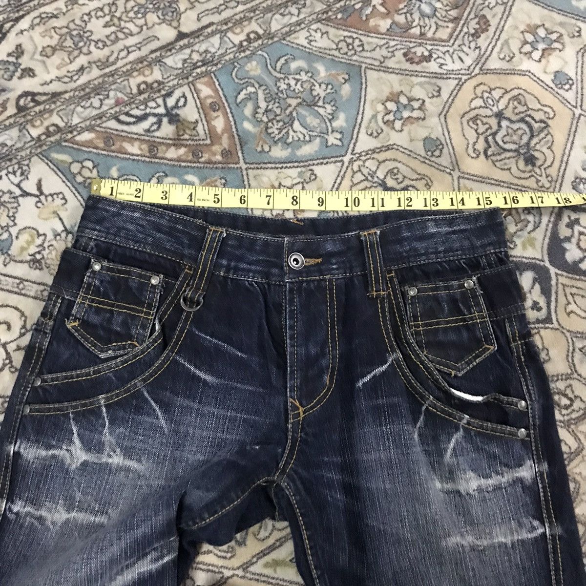 Japanese Brand NCFM Black Denim Double Waist Flare Jeans Size US 31 - 16 Thumbnail