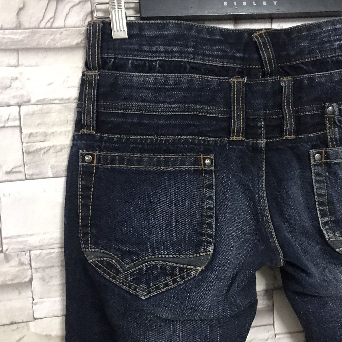 Japanese Brand NCFM Black Denim Double Waist Flare Jeans Size US 31 - 12 Thumbnail