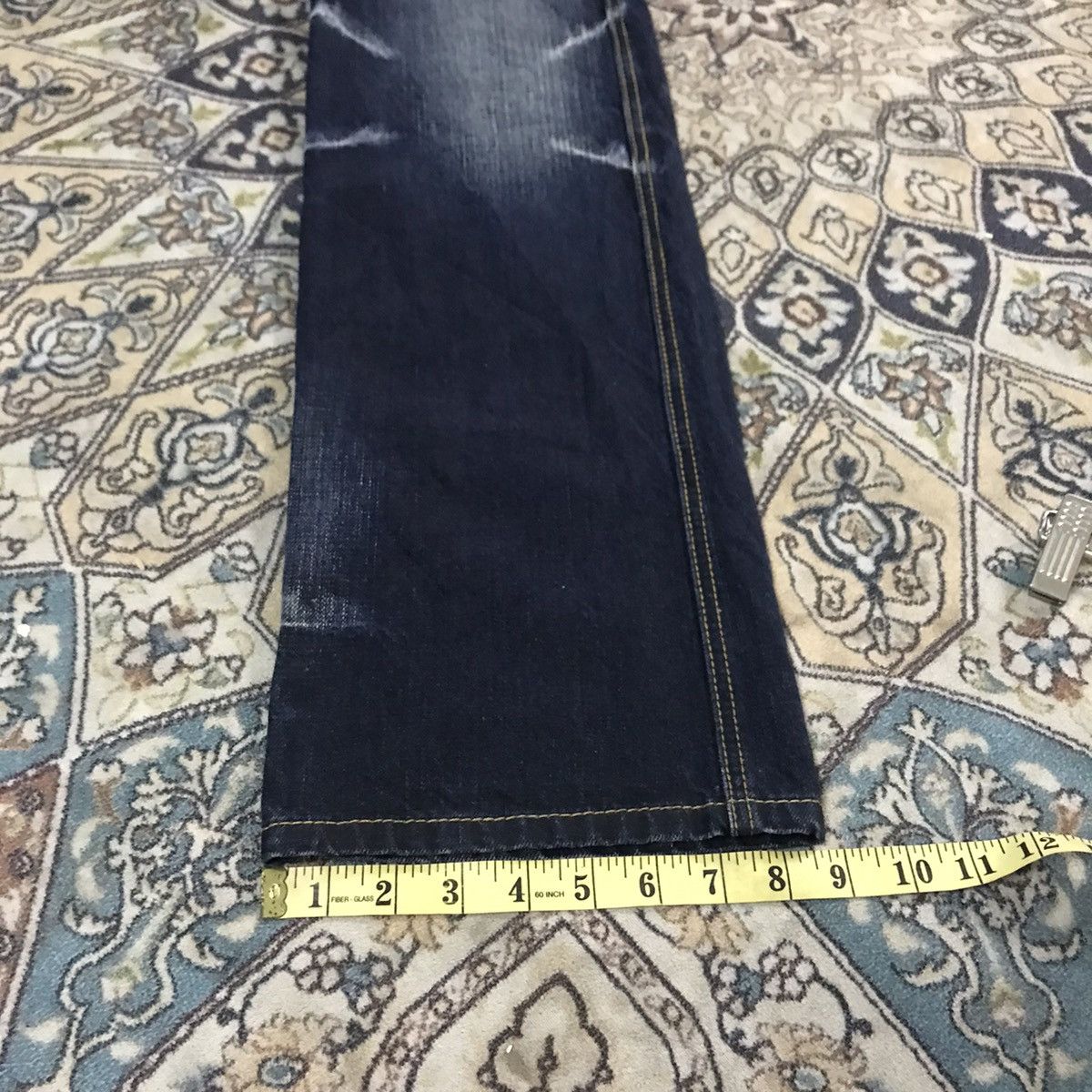 Japanese Brand NCFM Black Denim Double Waist Flare Jeans Size US 31 - 18 Thumbnail