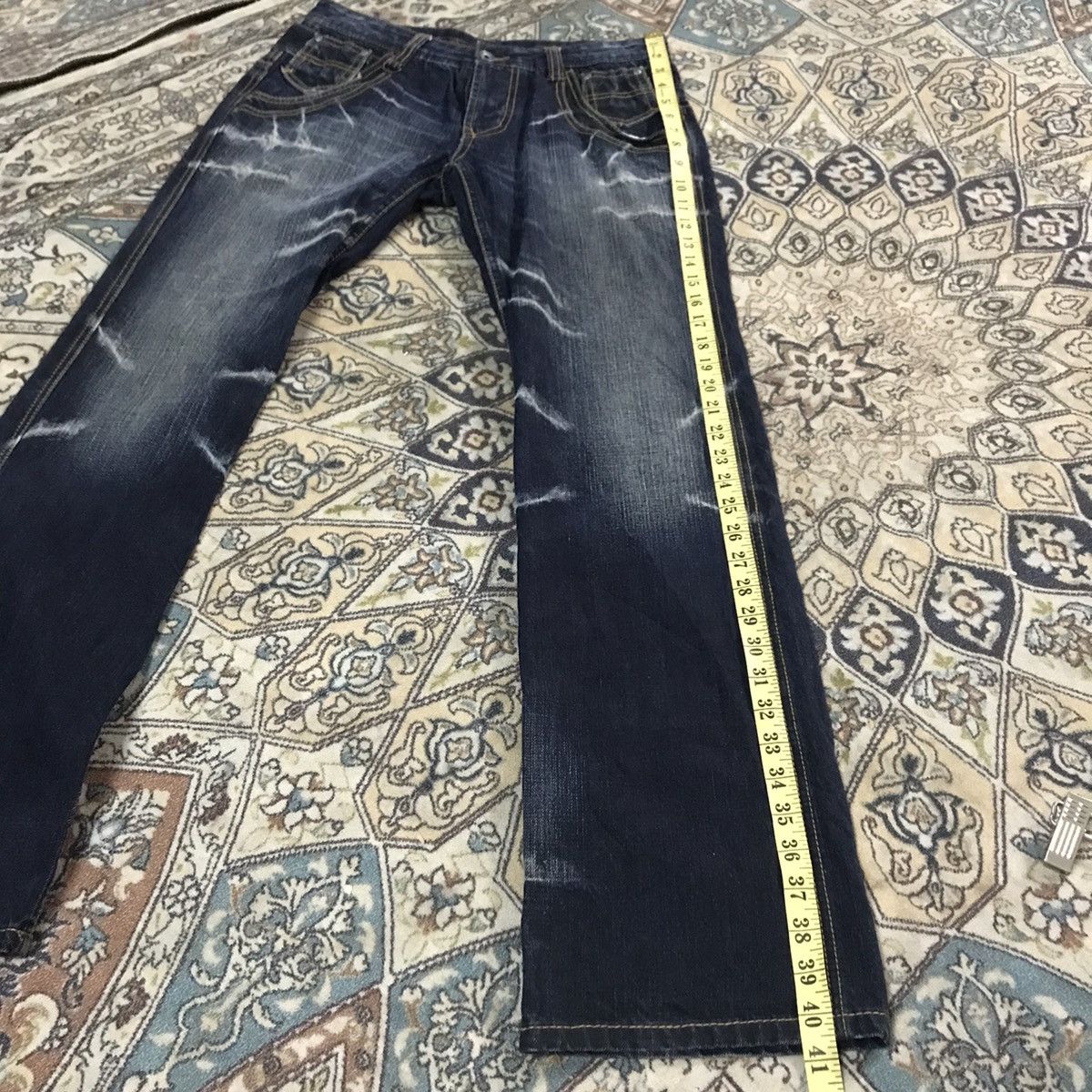 Japanese Brand NCFM Black Denim Double Waist Flare Jeans Size US 31 - 17 Thumbnail