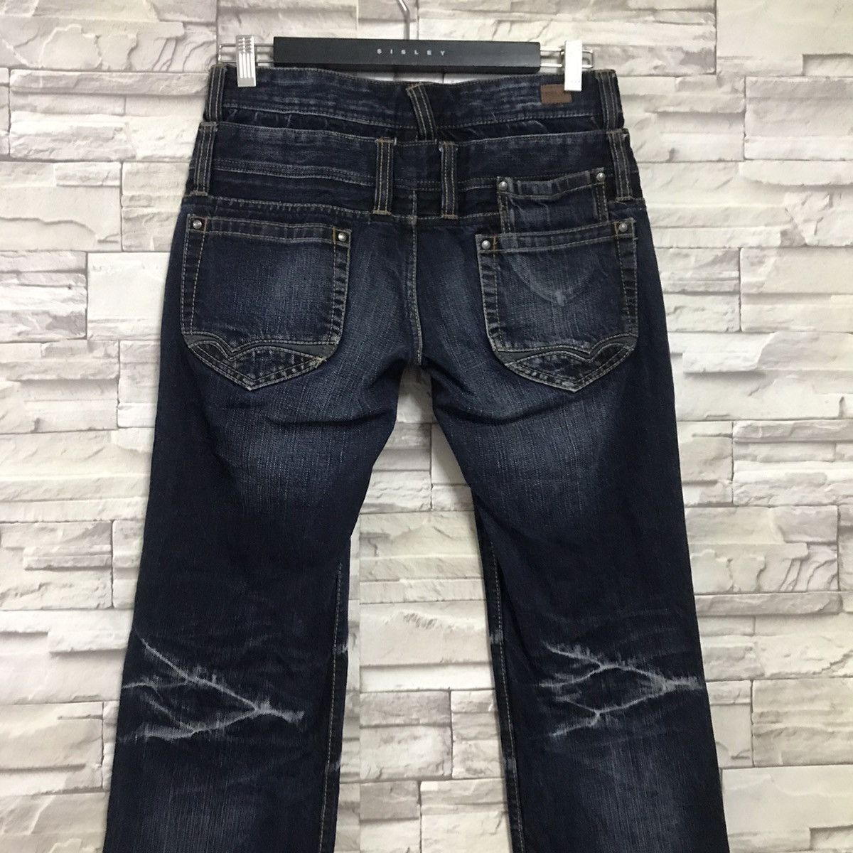 Japanese Brand NCFM Black Denim Double Waist Flare Jeans Size US 31 - 11 Thumbnail