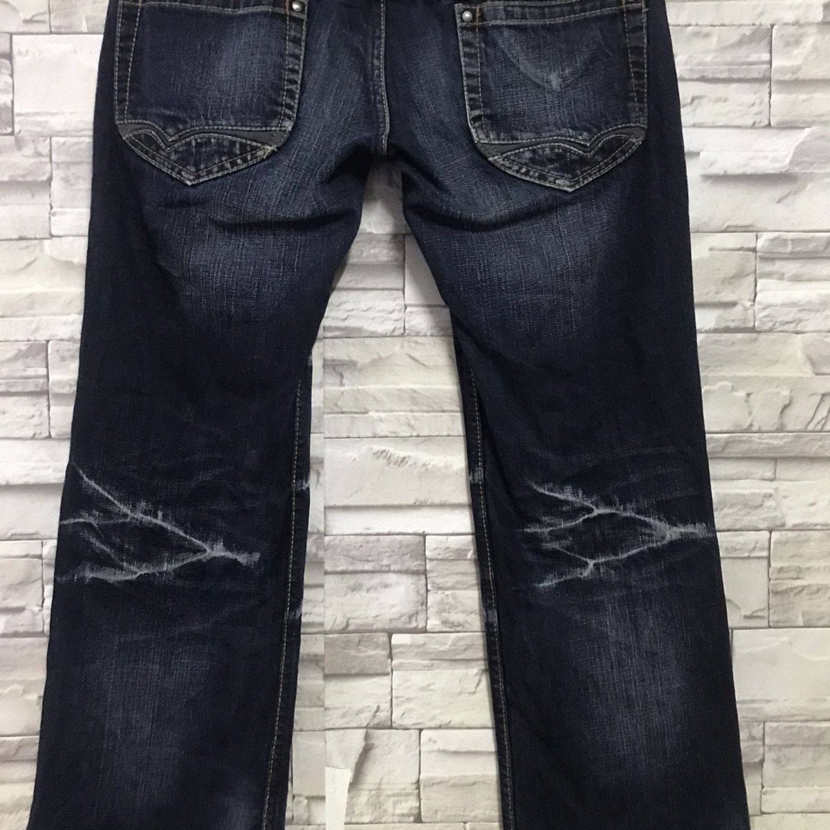 Japanese Brand NCFM Black Denim Double Waist Flare Jeans Size US 31 - 14 Thumbnail