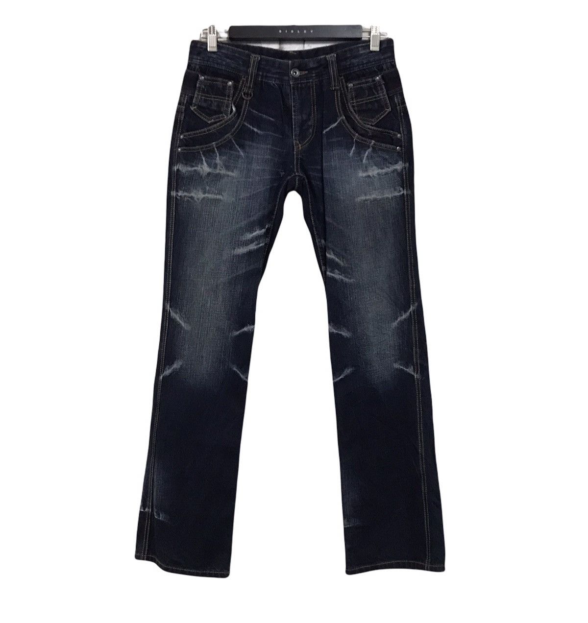 Japanese Brand NCFM Black Denim Double Waist Flare Jeans Size US 31 - 2 Thumbnail